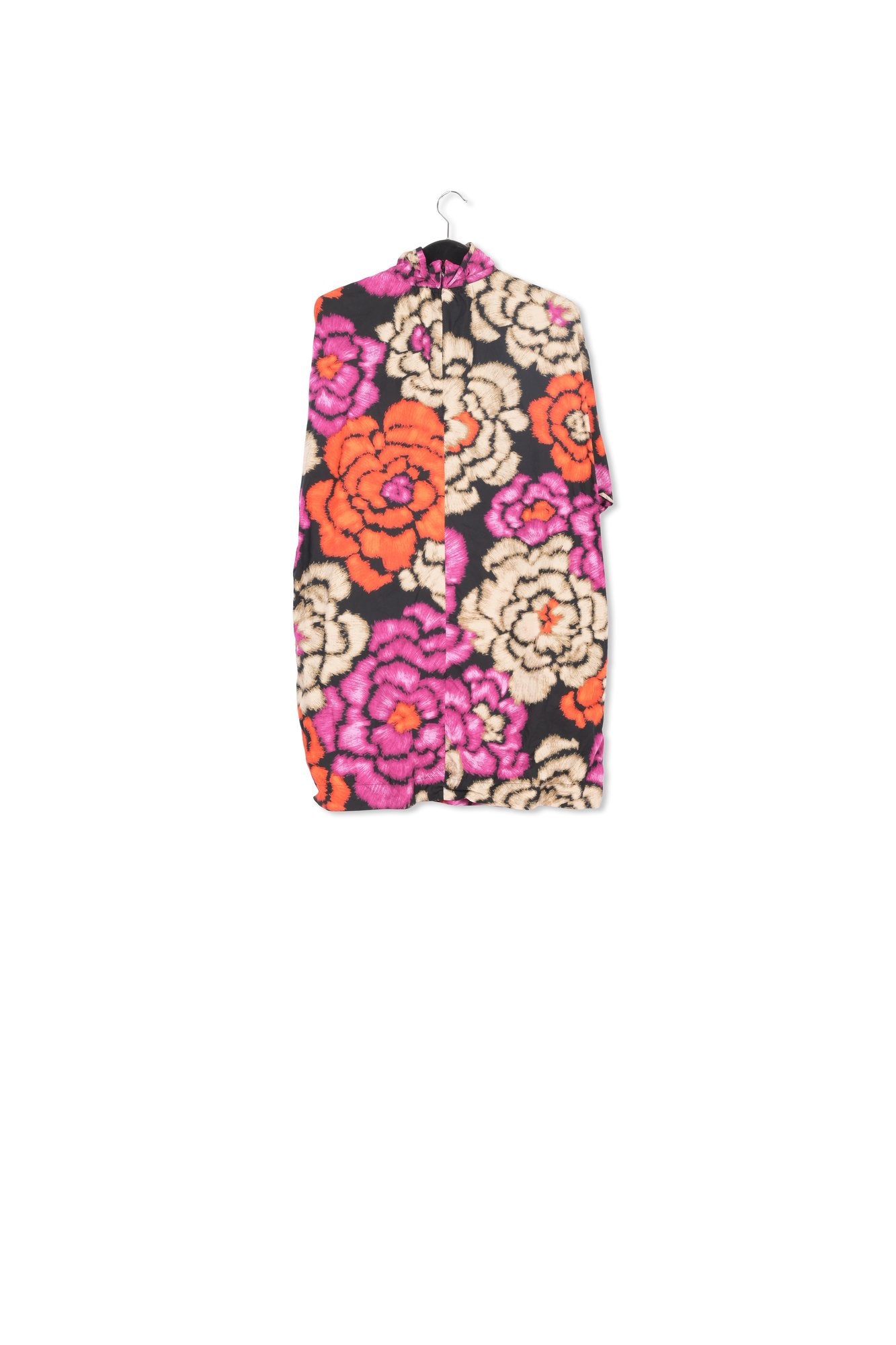 Mini-robe noire, orange et écru à  col montant RE—SSENTIEL | Essentiel second hand