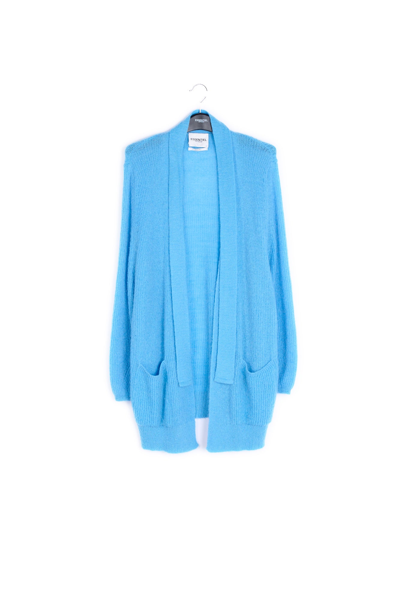Light blue mohair blend cardigan with belt RE—SSENTIEL | Essentiel second hand