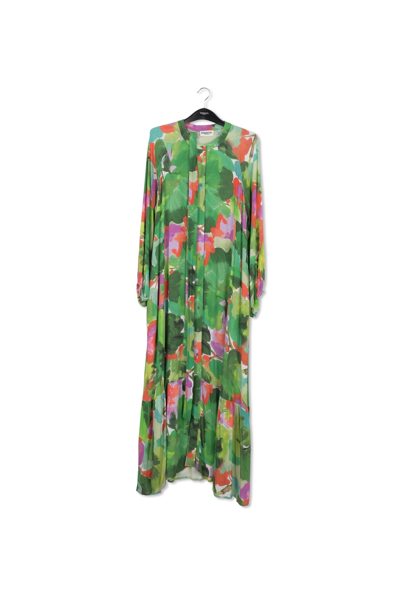 Green watercolor print maxi-length shirt dress RE—SSENTIEL | Essentiel second hand