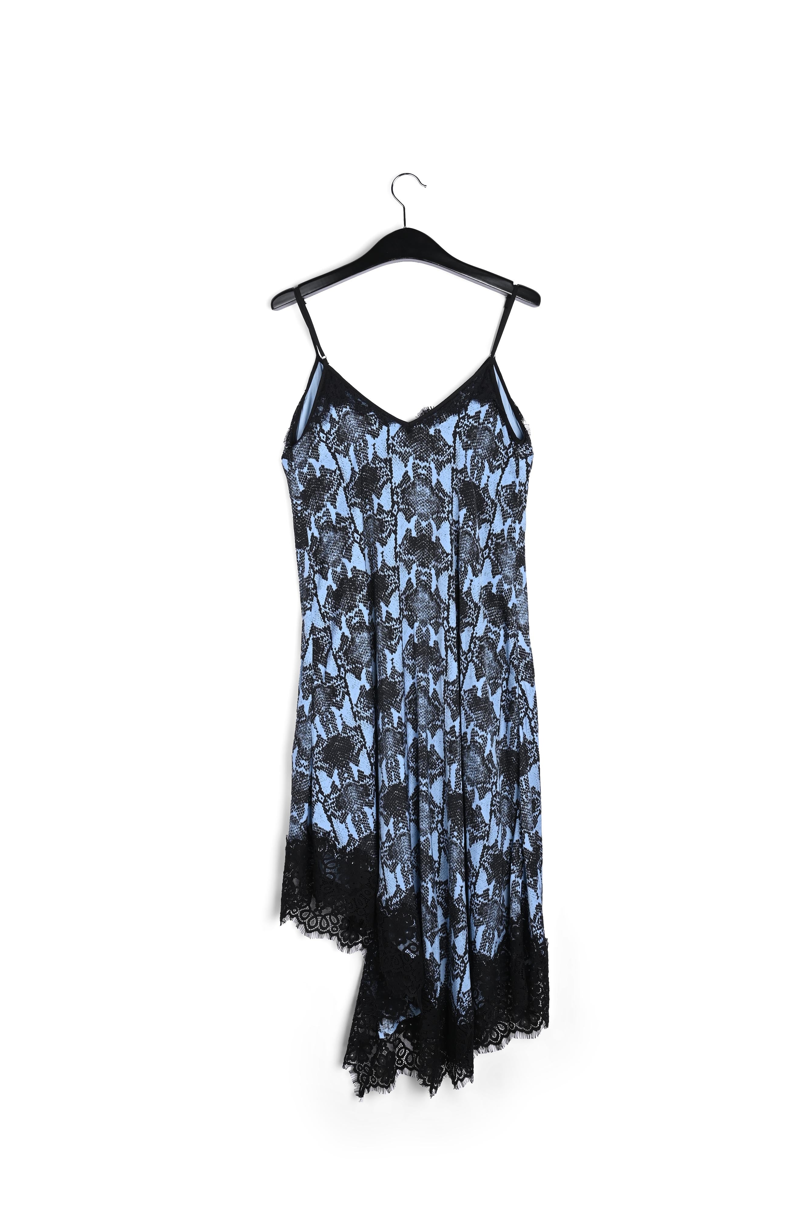 Blauwe midi-jurk met slangenprint RE—SSENTIEL | Essentiel second hand