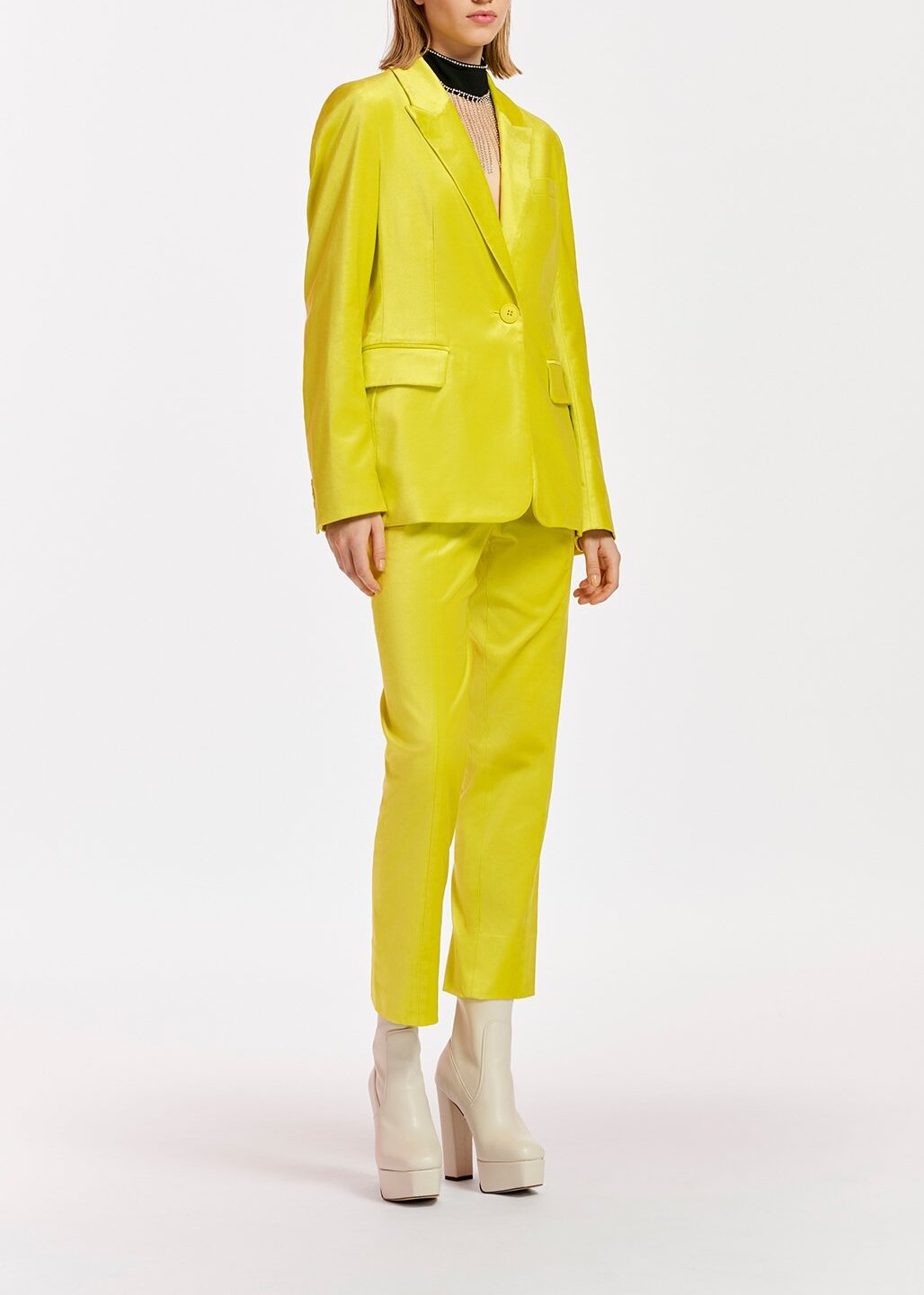 Yellow tapered-leg velvet pants RE—SSENTIEL | Essentiel second hand