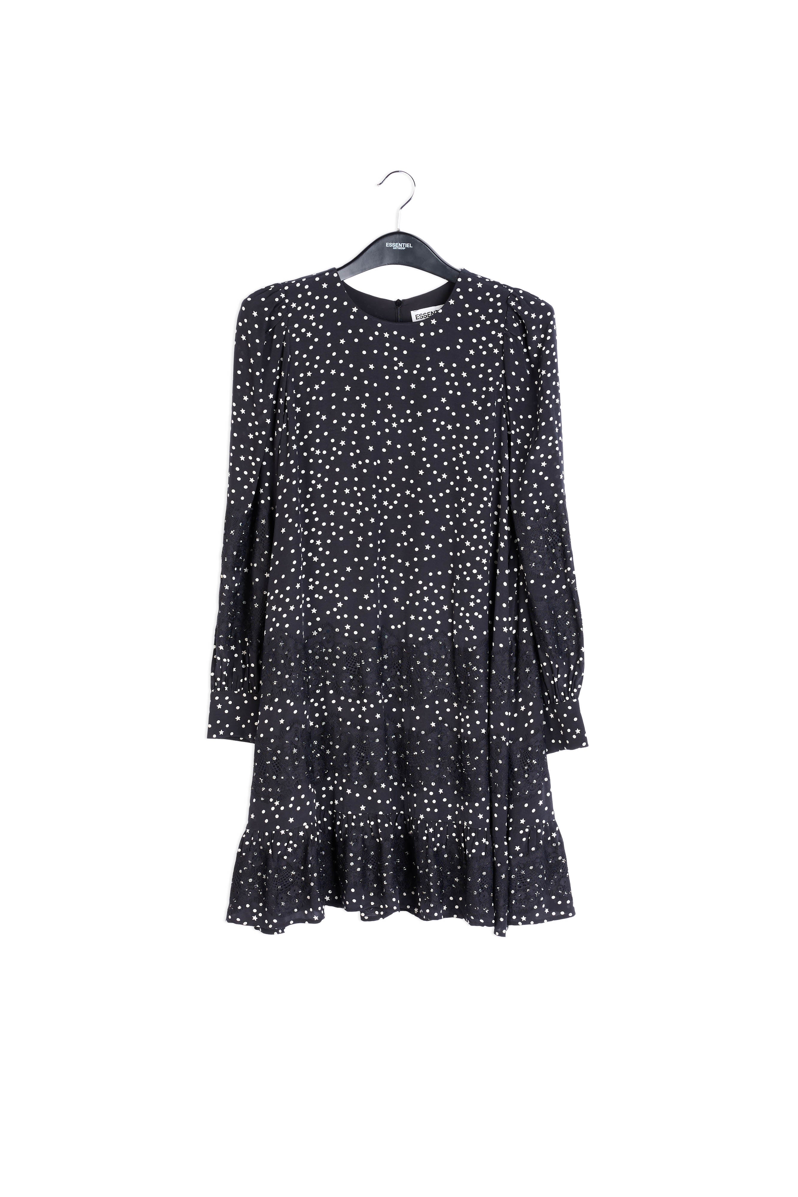 Black lace-trimmed mini dress RE—SSENTIEL | Essentiel second hand