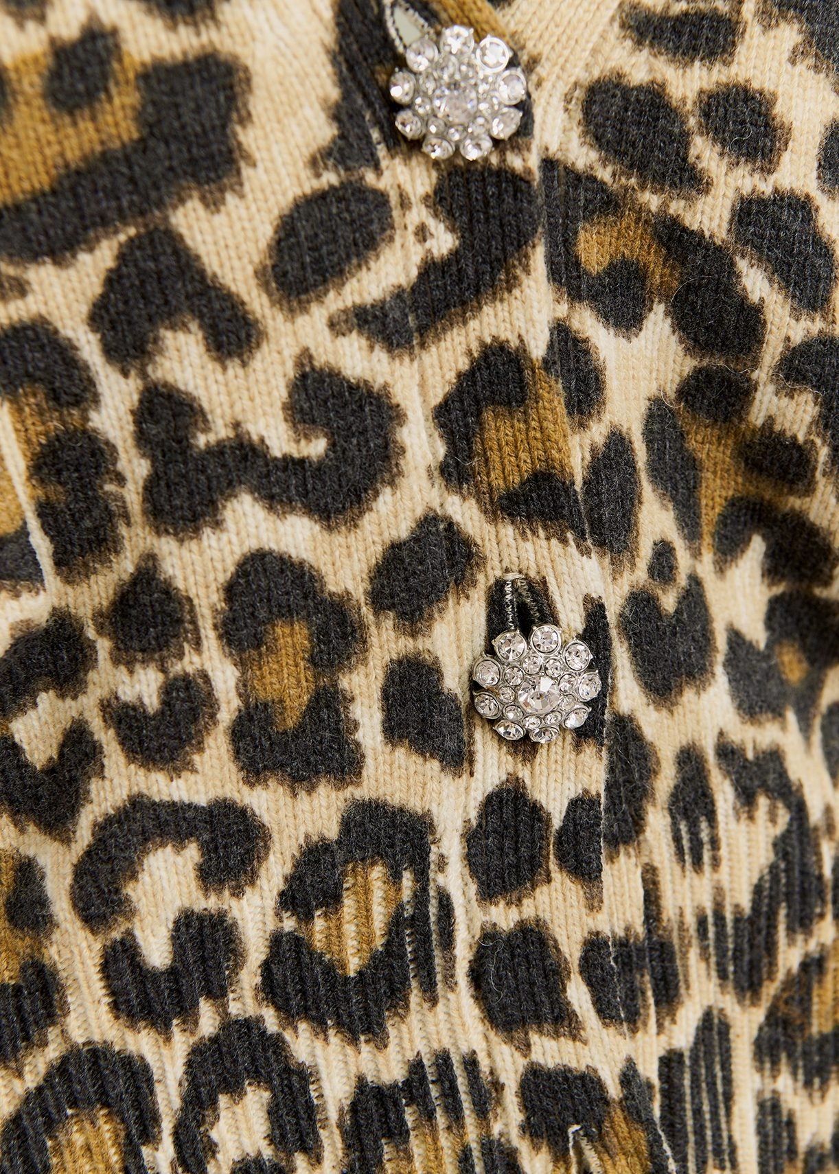Bruine V-hals cardigan in luipaardjacquard RE—SSENTIEL | Essentiel second hand