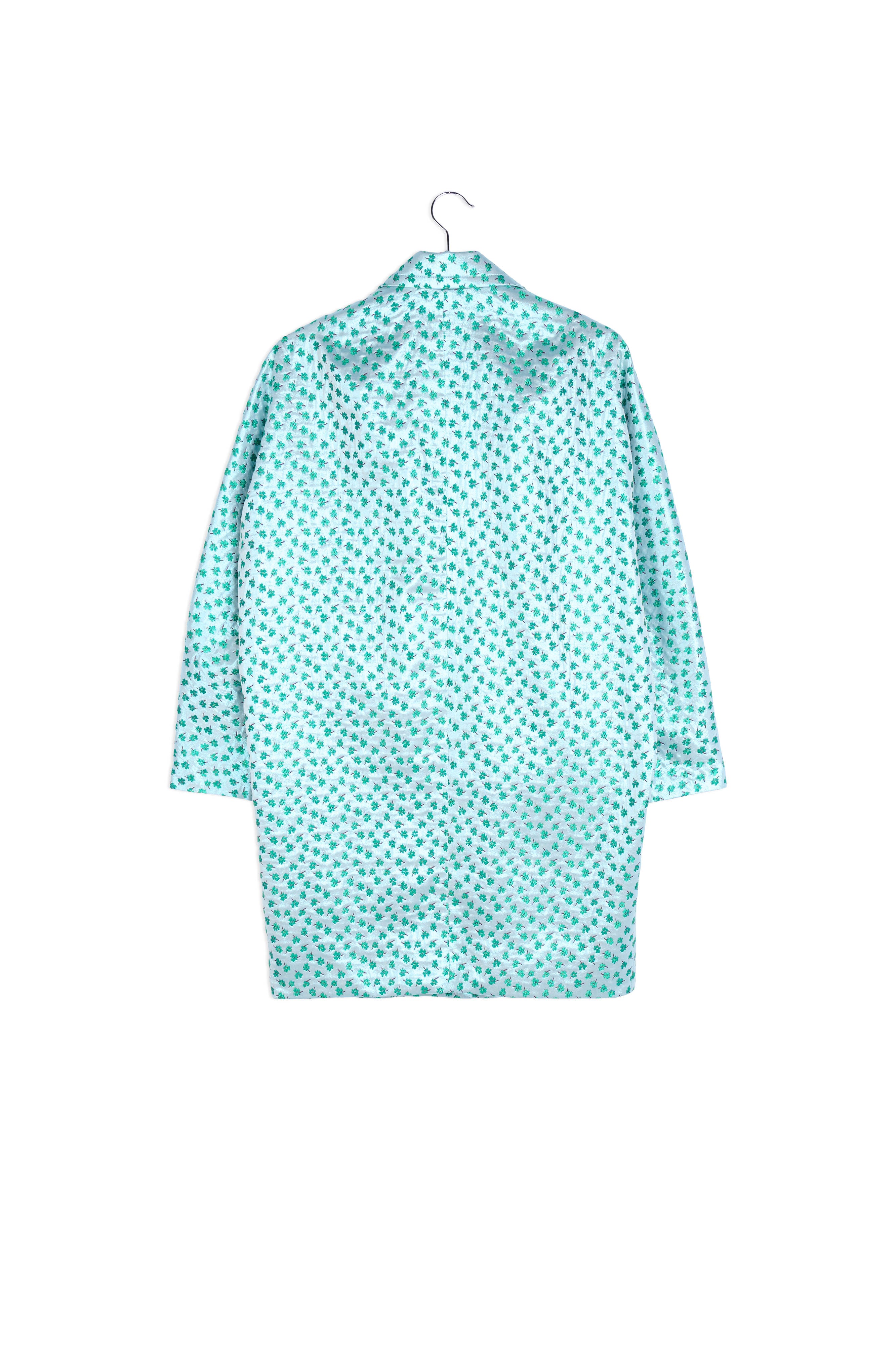 Mint green clover-print single-breasted coat RE—SSENTIEL | Essentiel second hand