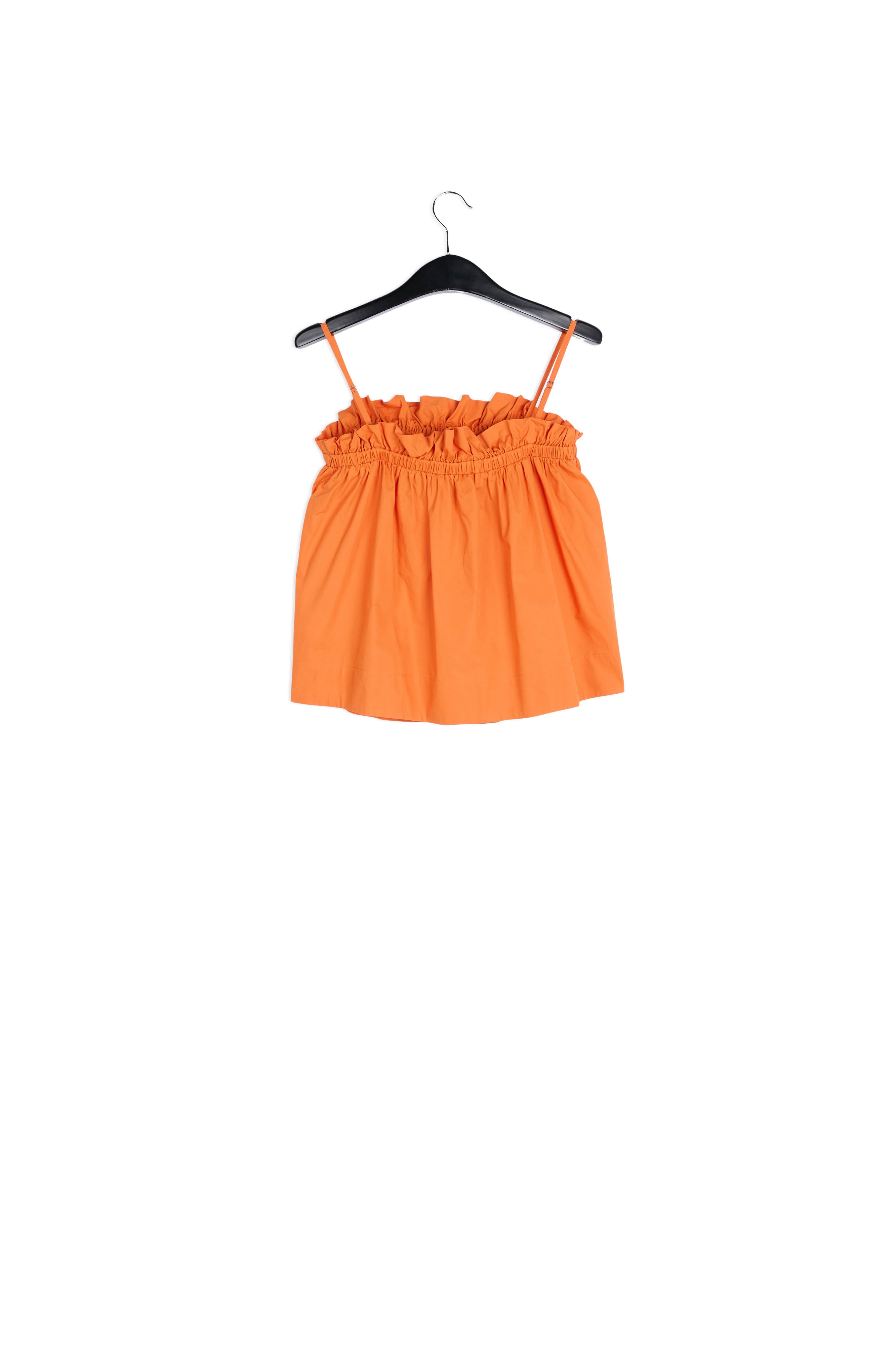 Orange cotton-poplin ruffled camisole RE—SSENTIEL | Essentiel second hand