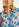 Robe midi à imprimé fleuri rose clair, bleu et pourpre Faume - seconde main