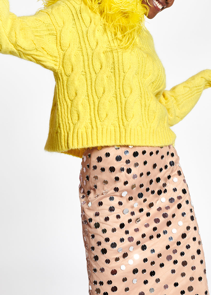 Pastelgele trui met kabelsteek RE—SSENTIEL | Essentiel second hand