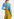 Ochre and blue two-tone turtleneck knit sweater Faume - seconde main