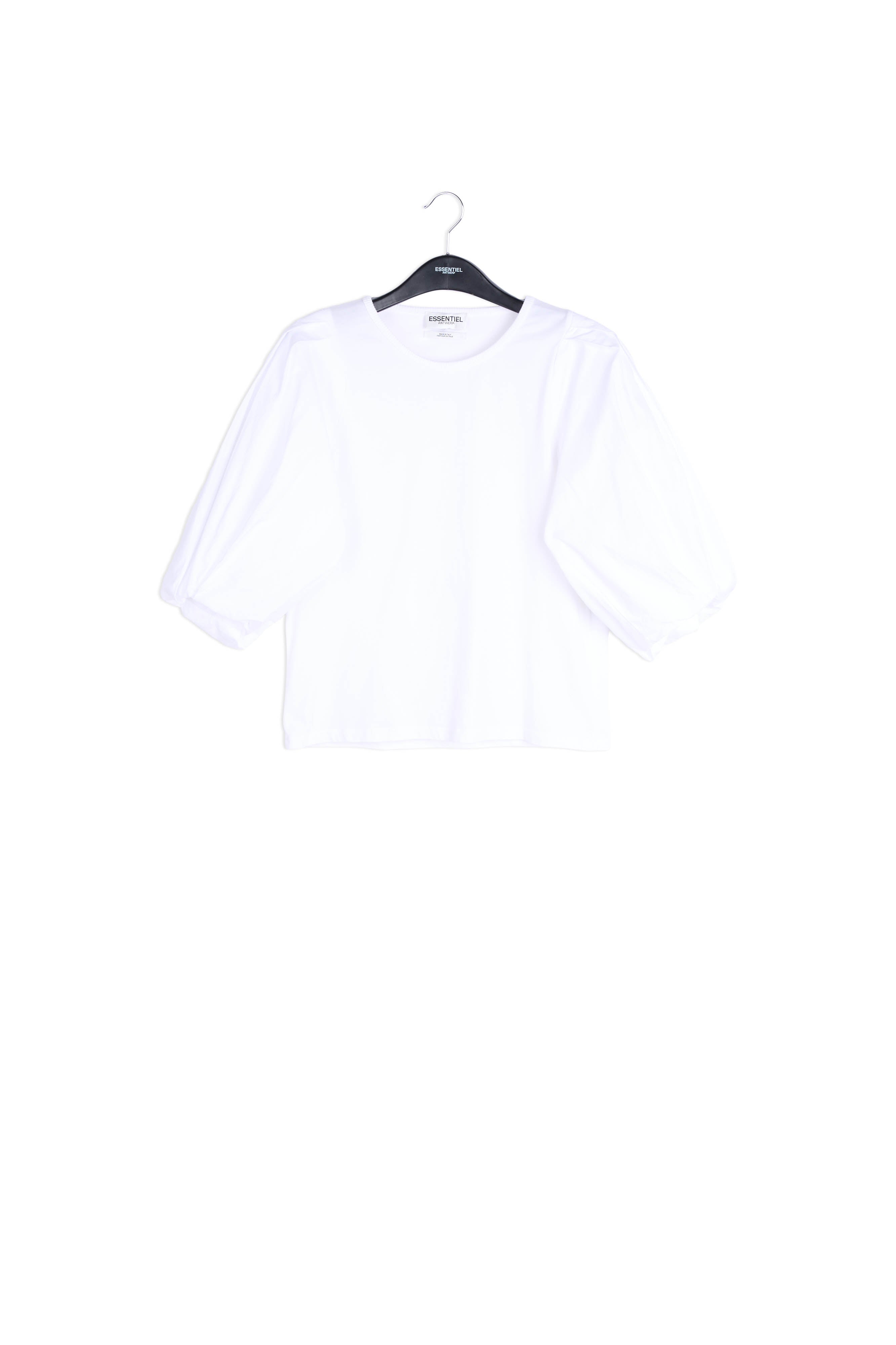 White jersey T-shirt with cotton-poplin sleeves RE—SSENTIEL | Essentiel second hand