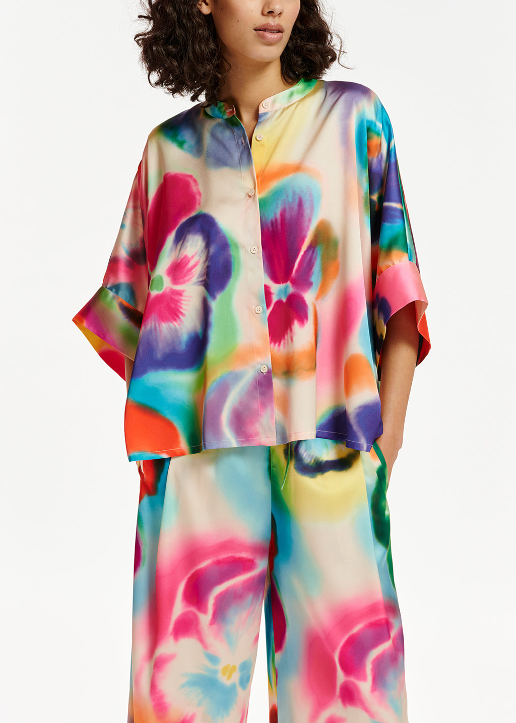 Multicolor oversized shirt with floral print RE—SSENTIEL | Essentiel second hand