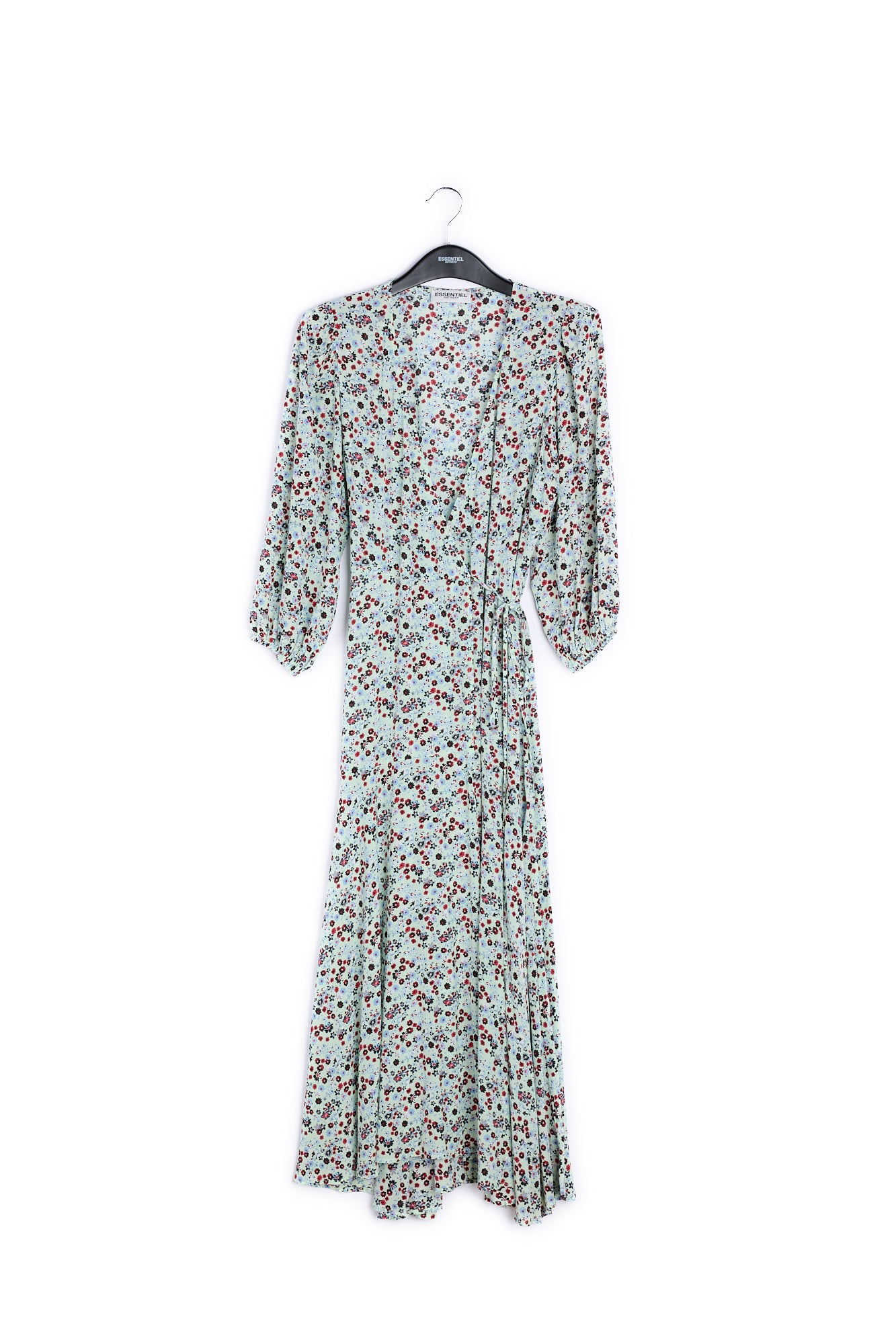 Mint green floral-print wrap maxi dress RE—SSENTIEL | Essentiel second hand
