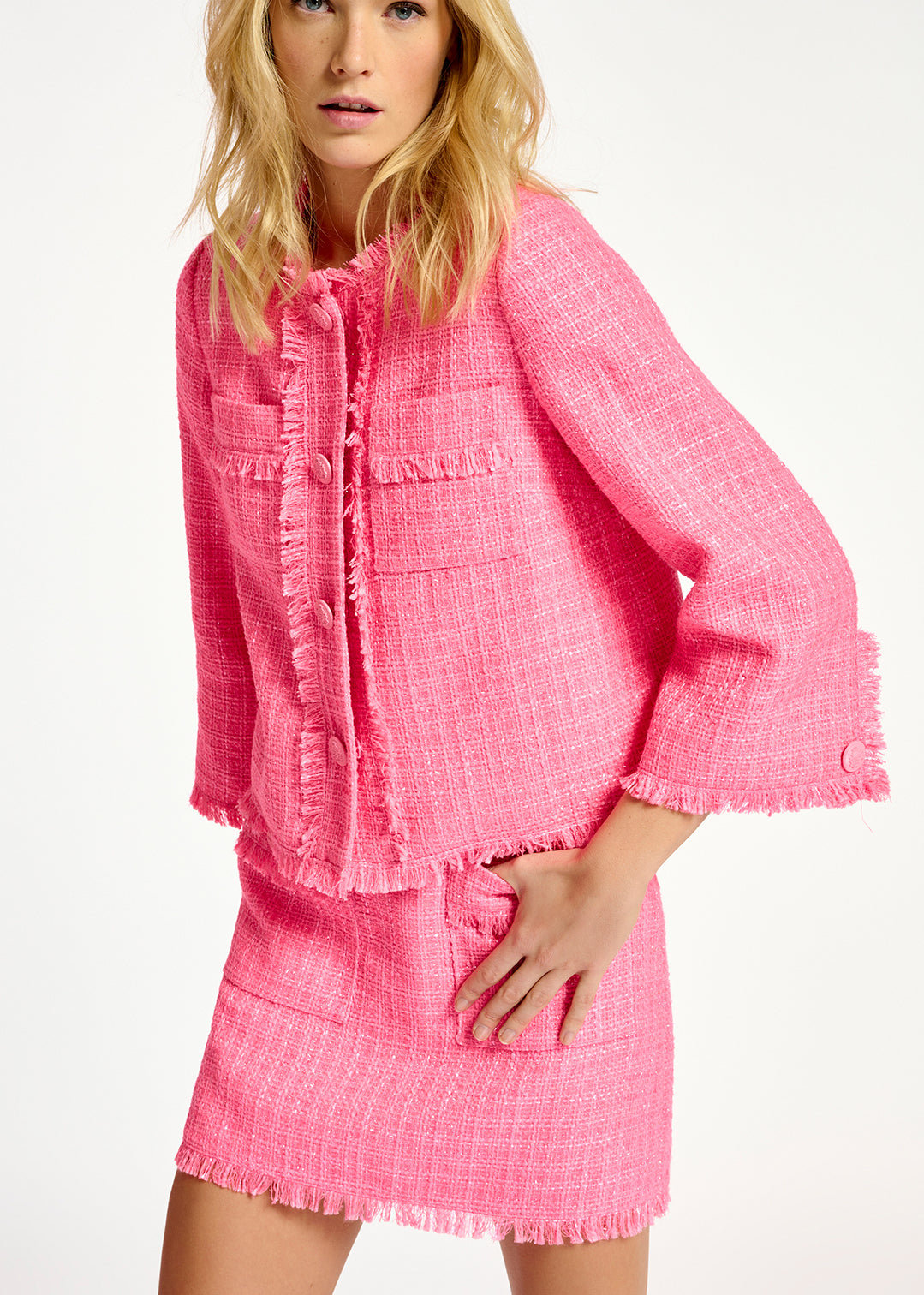 Veste en tweed rose néon RE—SSENTIEL | Essentiel second hand