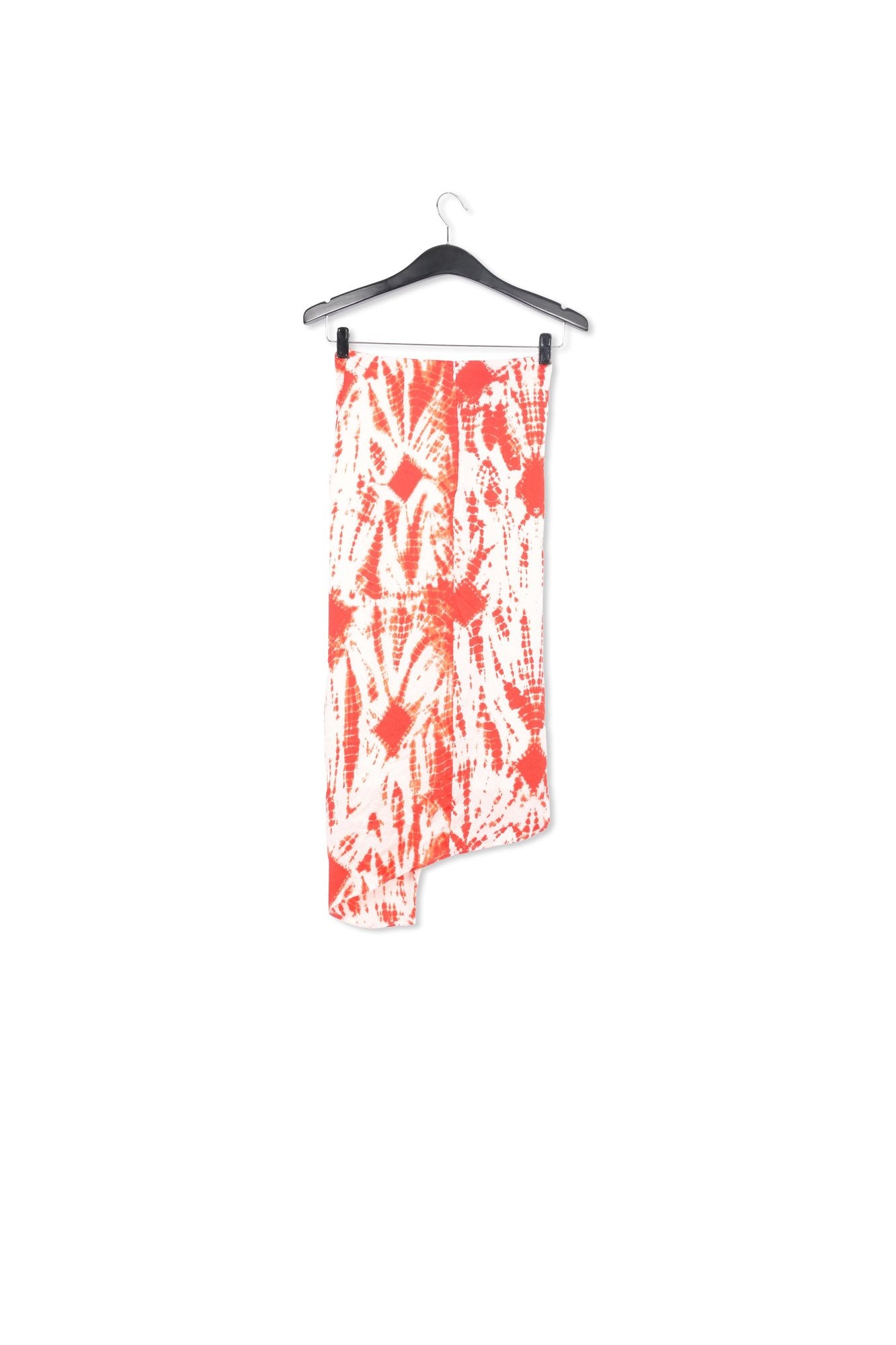 Off-white and red tie-dyed silk midi skirt RE—SSENTIEL | Essentiel second hand