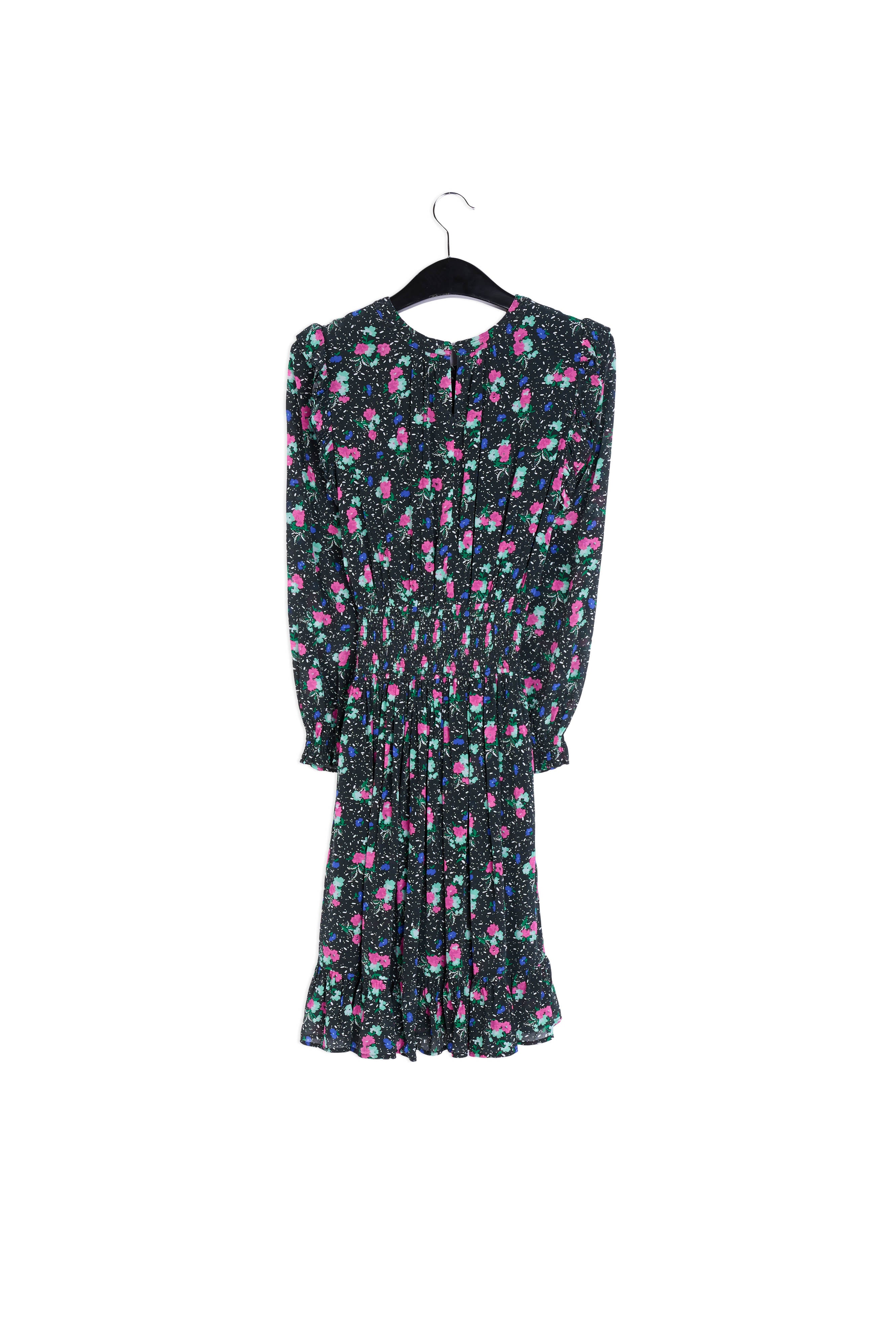 Black floral-print midi dress RE—SSENTIEL | Essentiel second hand