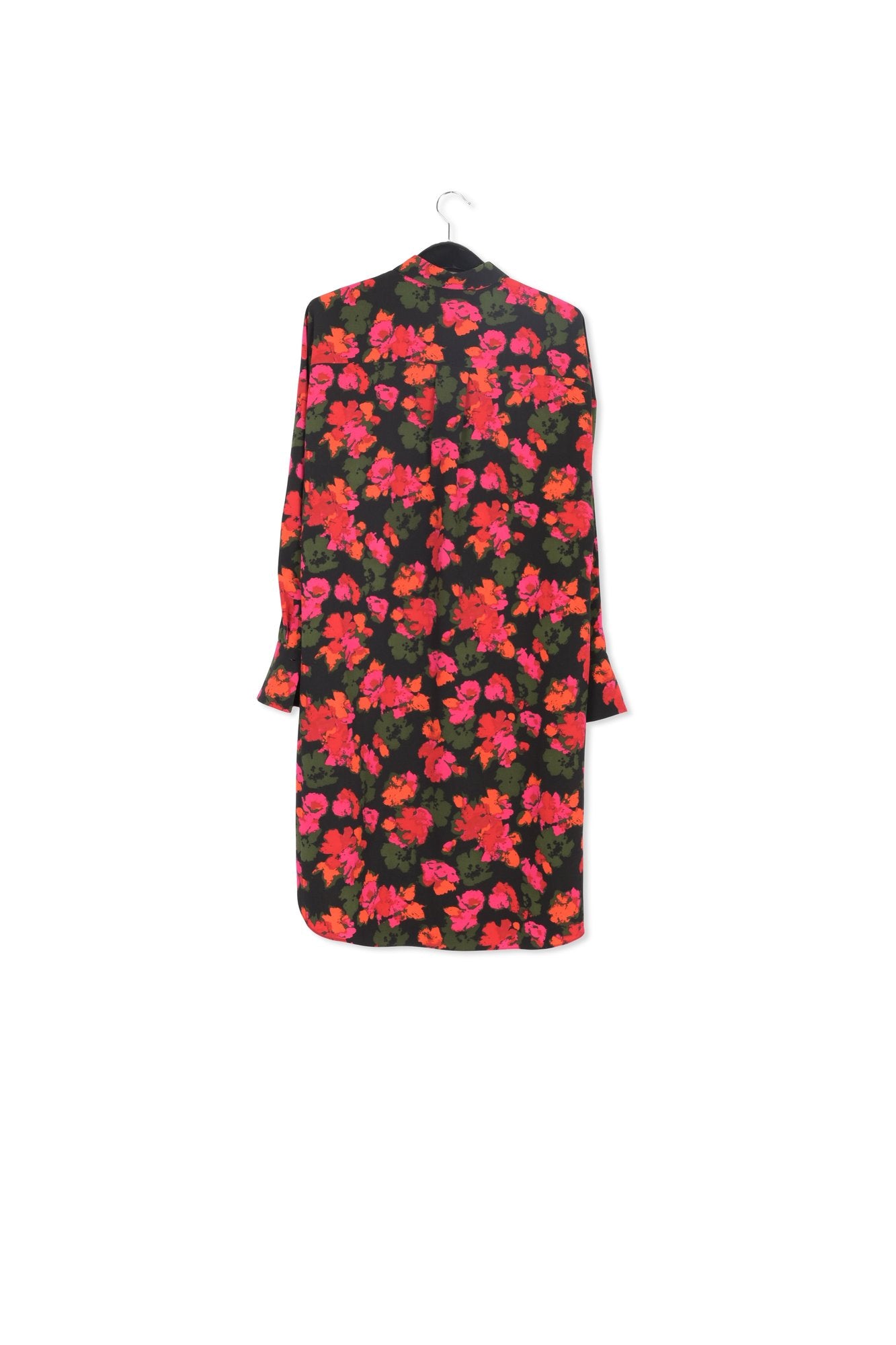 Black and red floral print midi shirt dress RE—SSENTIEL | Essentiel second hand