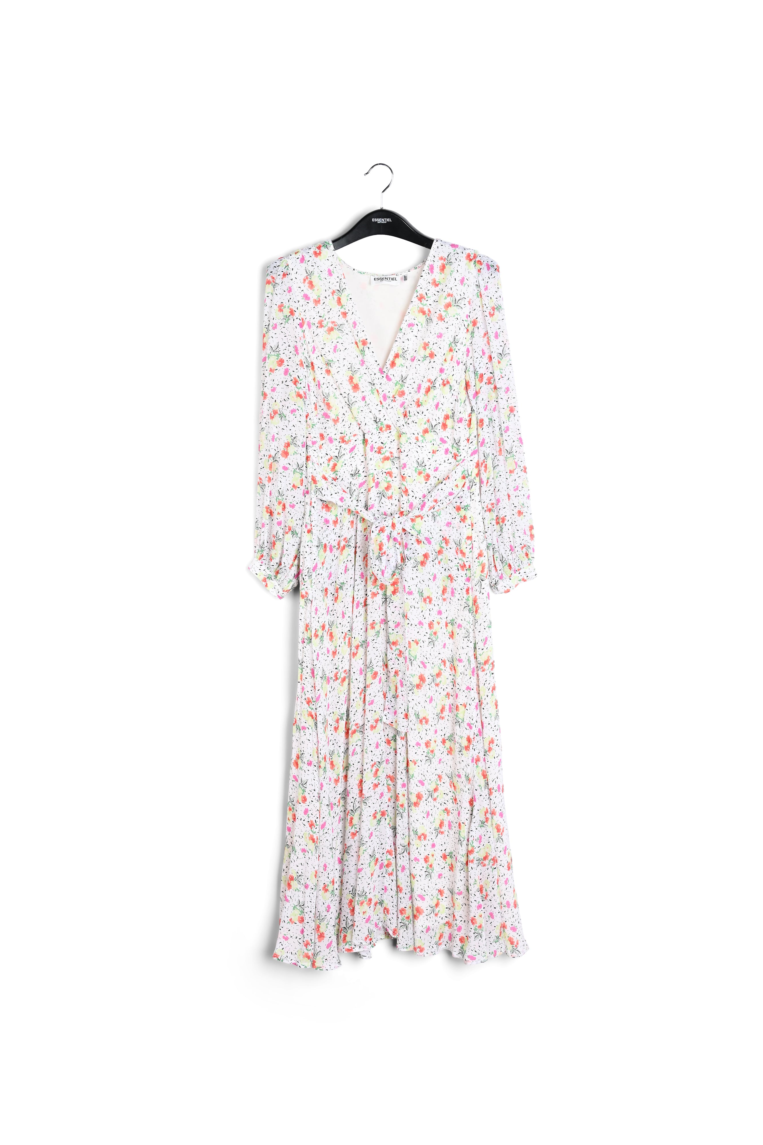 Gebroken witte mini-jurk met opstaande kraag en slangenprint RE—SSENTIEL | Essentiel second hand