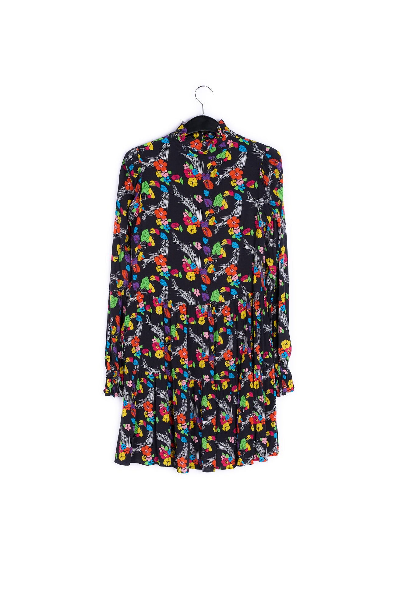 Black tropical print mini dress RE—SSENTIEL | Essentiel second hand