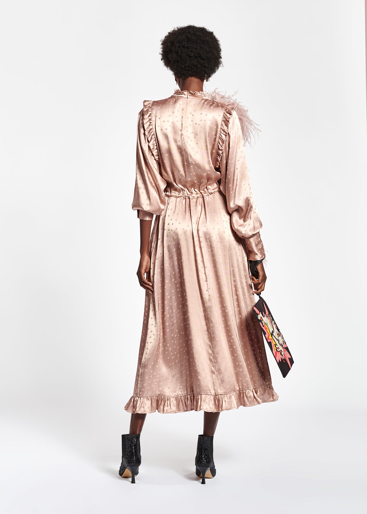 Peach jacquard midi dress RE—SSENTIEL | Essentiel second hand