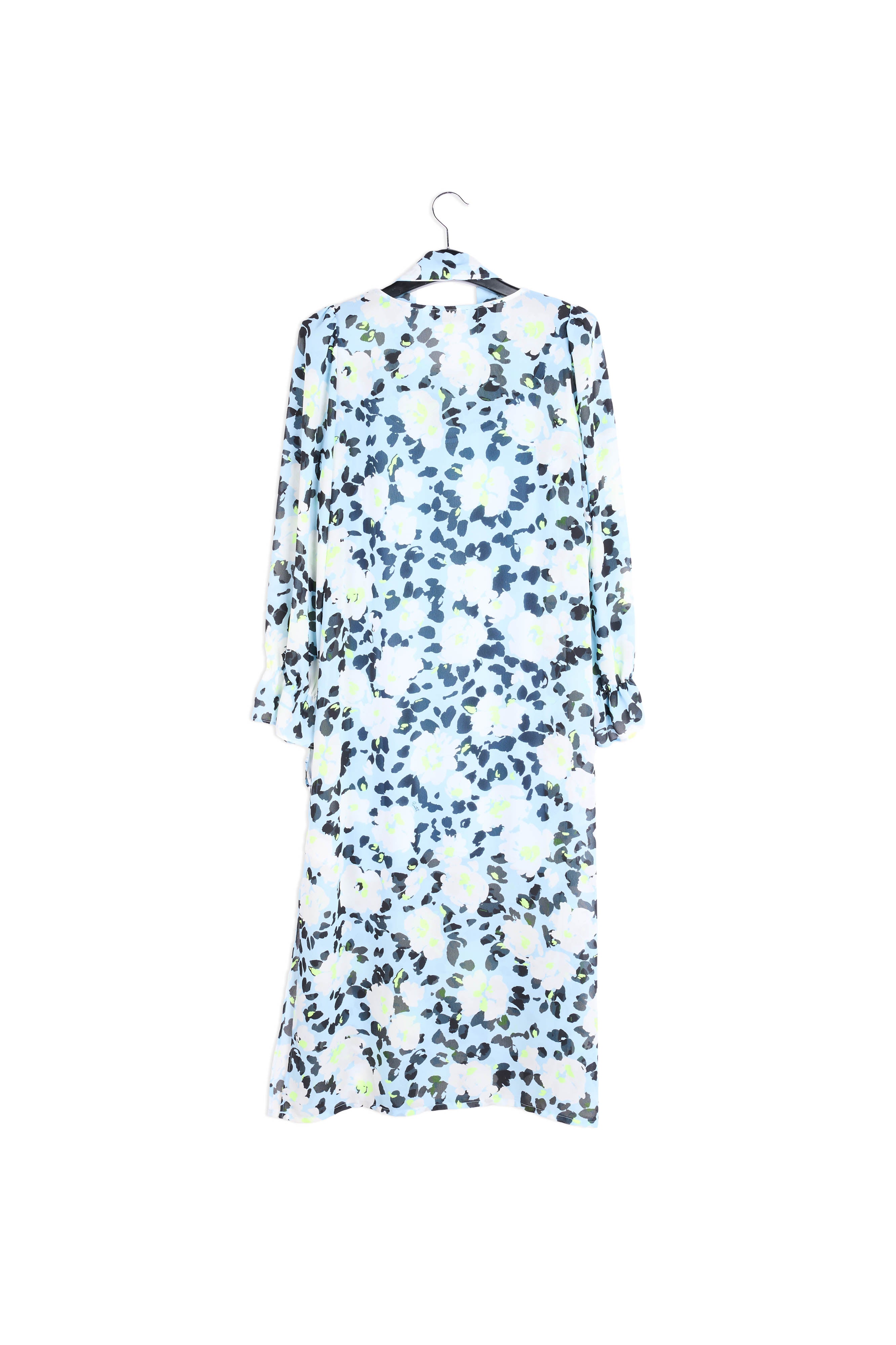 Robe midi bleu pâle à fleurs avec ceinture RE—SSENTIEL | Essentiel second hand