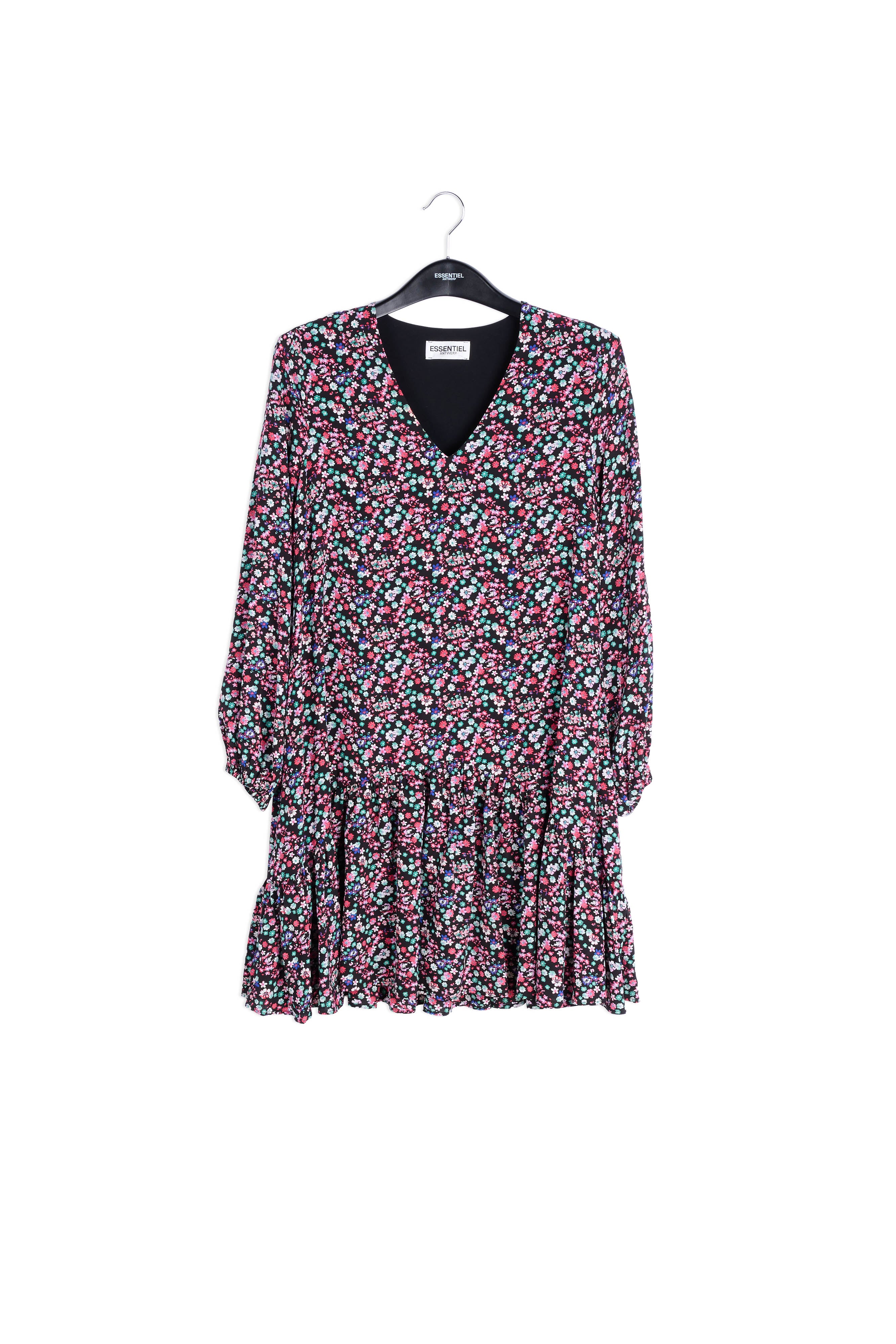 Black floral-print mini dress RE—SSENTIEL | Essentiel second hand