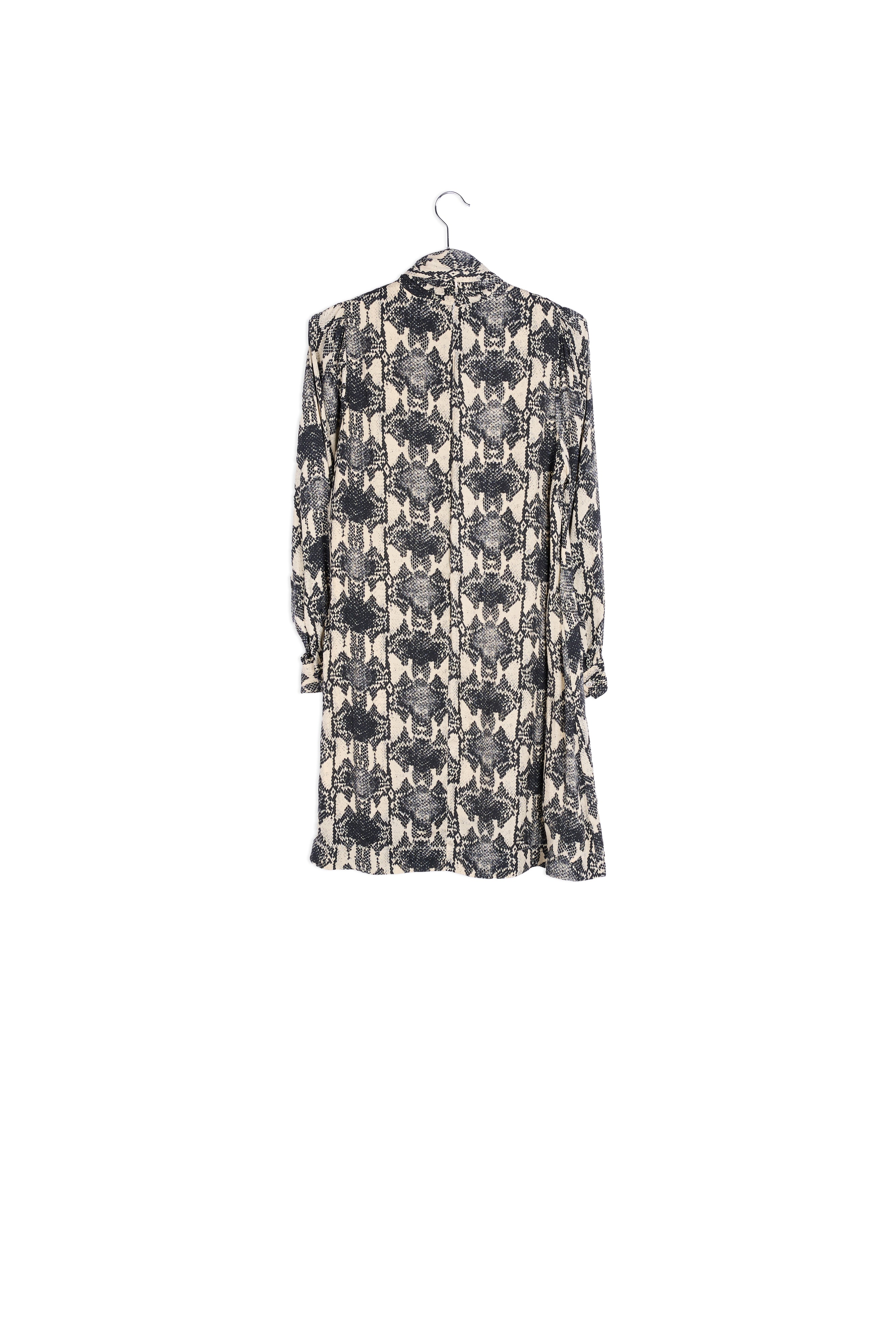 Gebroken witte mini-jurk met opstaande kraag en slangenprint RE—SSENTIEL | Essentiel second hand