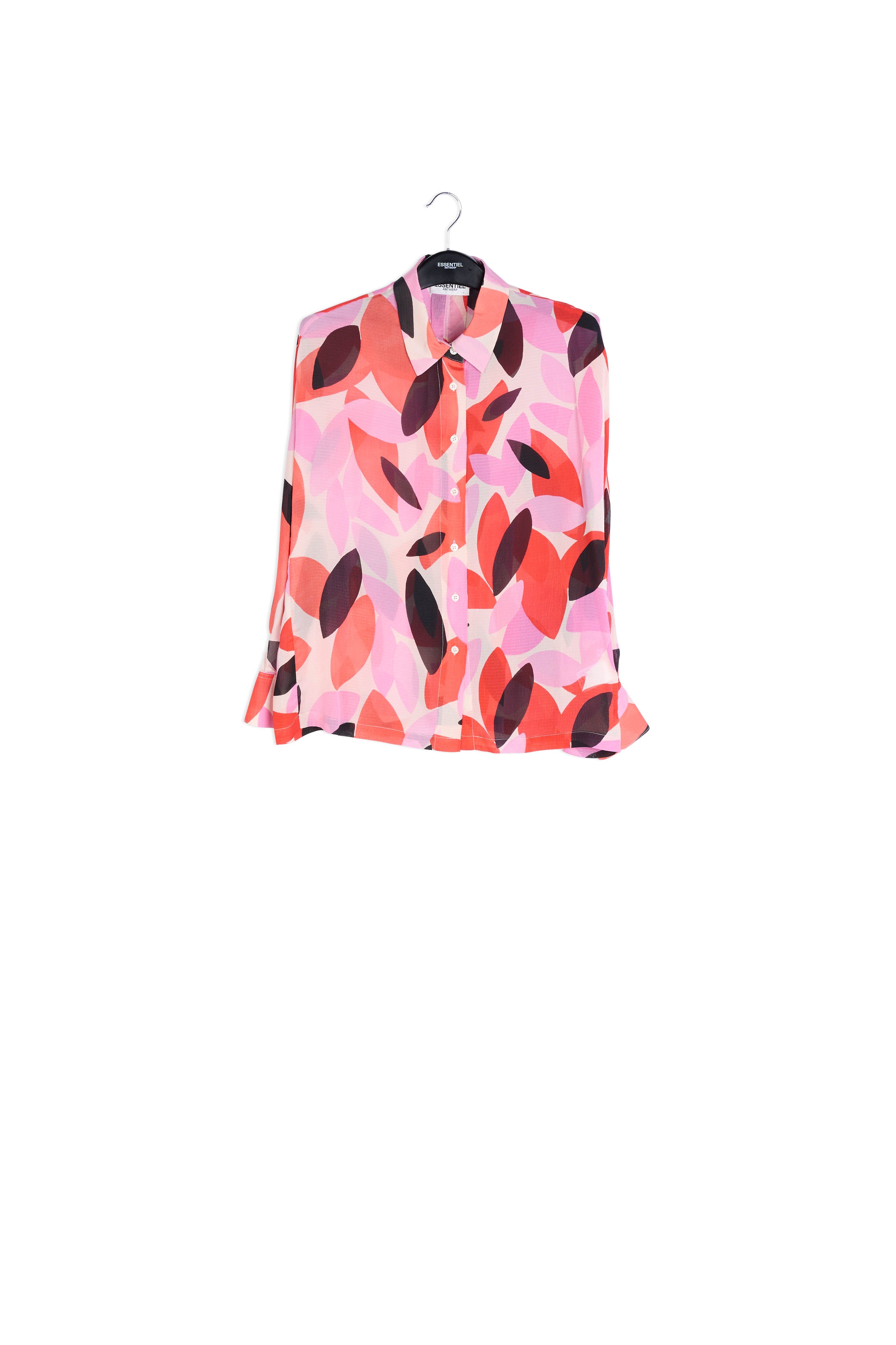 Hemd met gebroken witte, rode en roze abstracte print RE—SSENTIEL | Essentiel second hand
