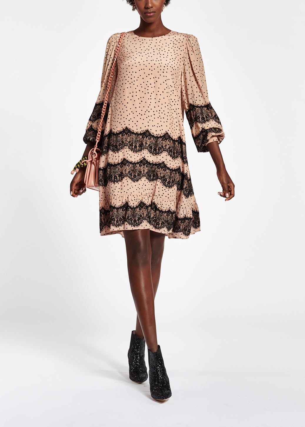 Peach lace-trimmed mini dress RE—SSENTIEL | Essentiel second hand
