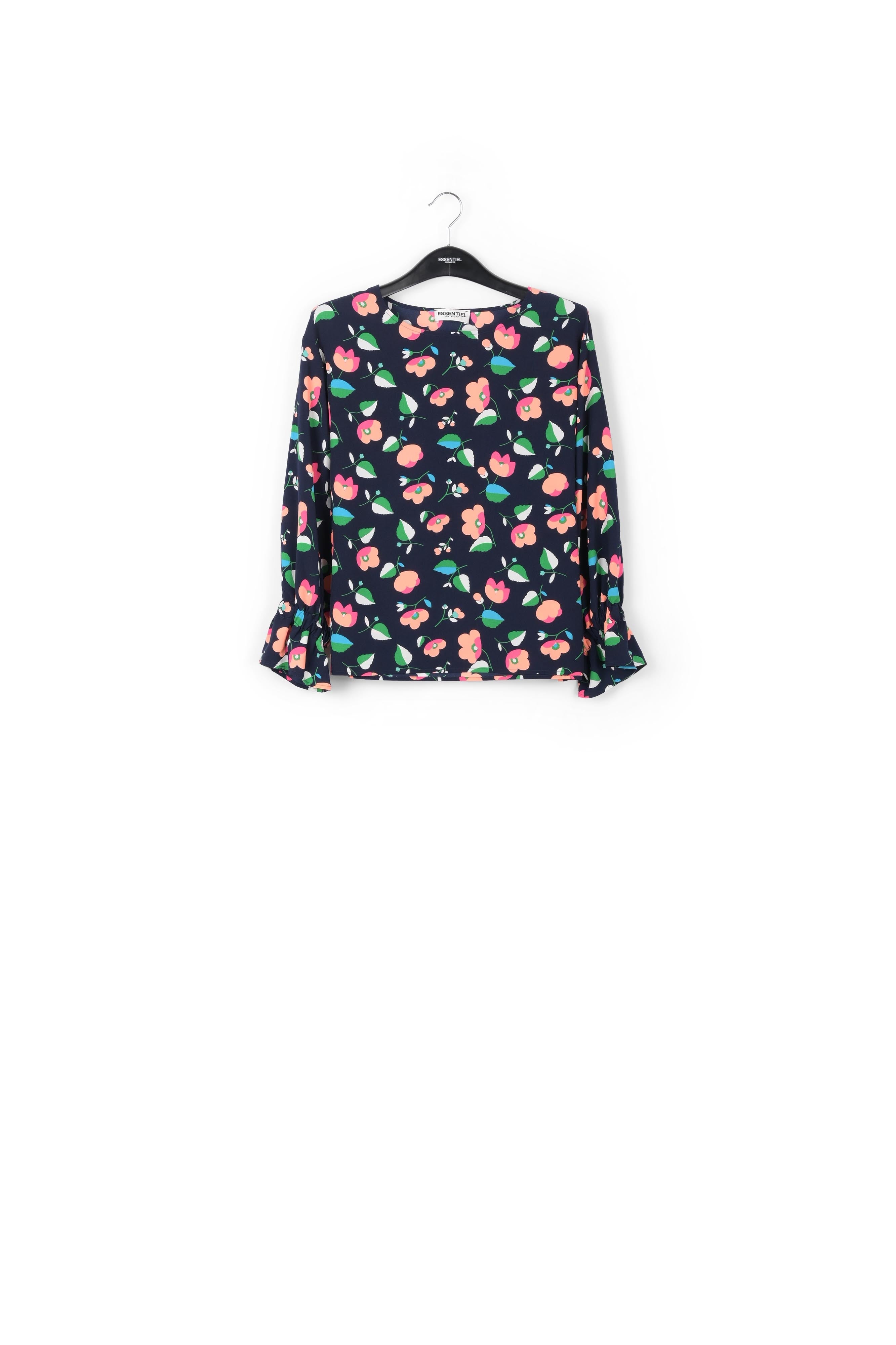 Navy blue floral blouse RE—SSENTIEL | Essentiel second hand