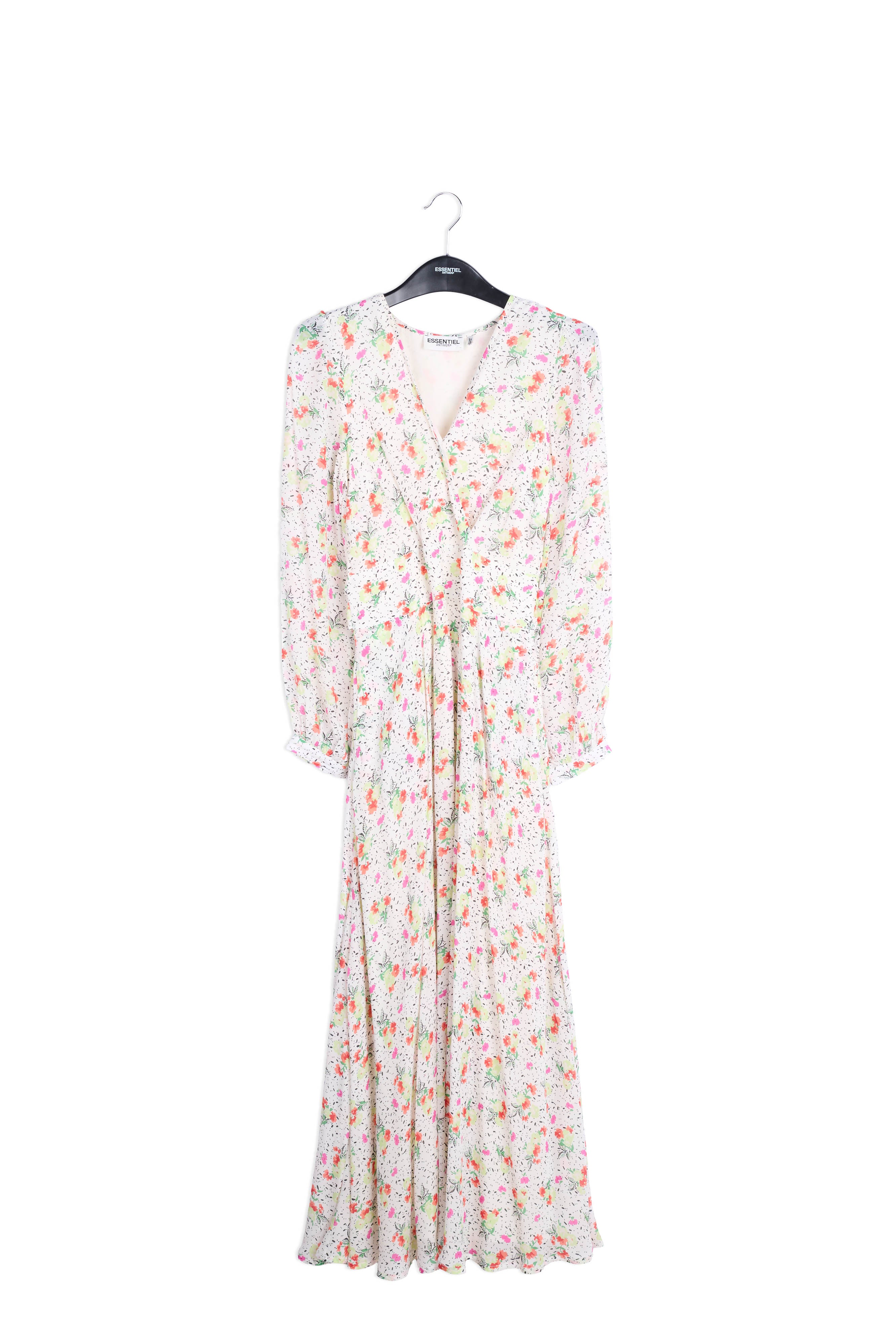 Robe maxi portefeuille blanc cassé à fleurs RE—SSENTIEL | Essentiel second hand