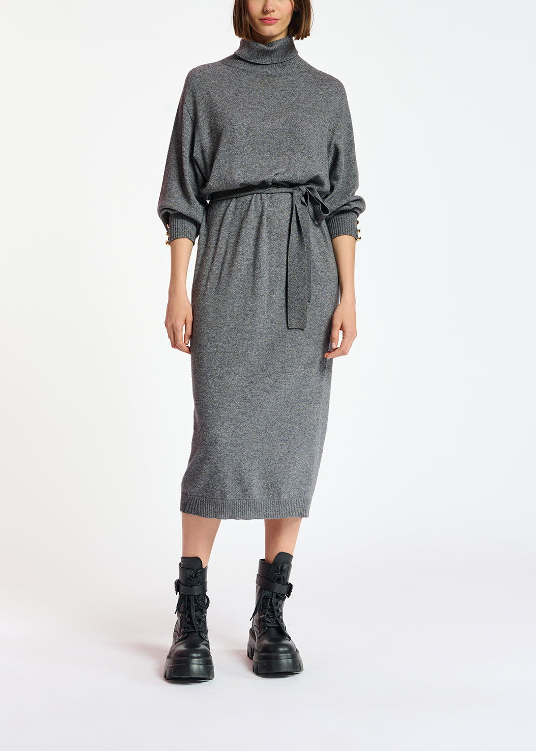 Grey turtleneck knit dress RE—SSENTIEL | Essentiel second hand