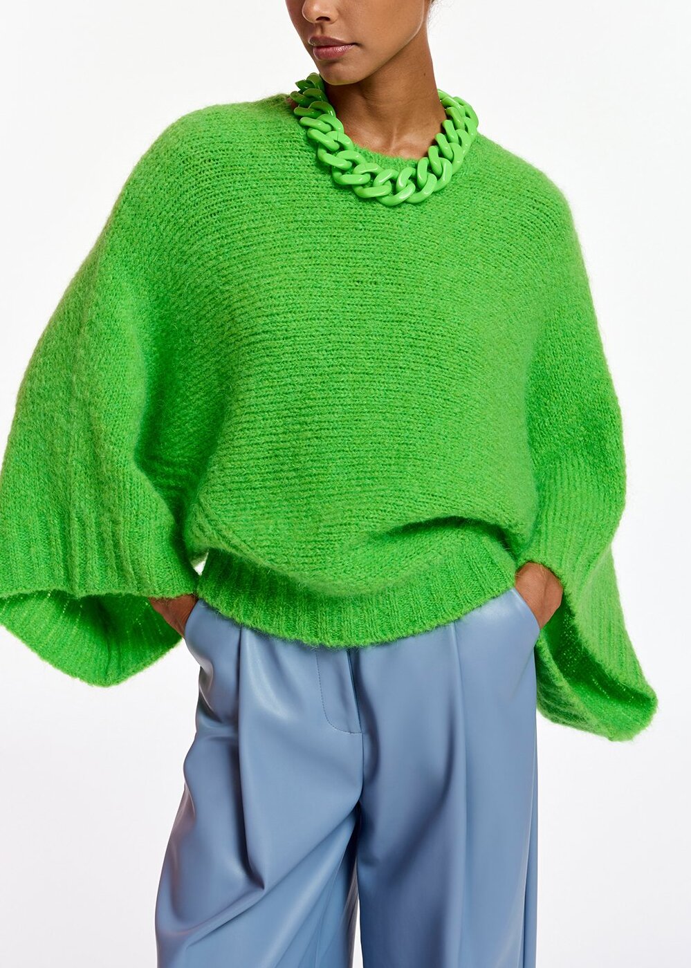 Green knit sweater with cape effect RE—SSENTIEL | Essentiel second hand