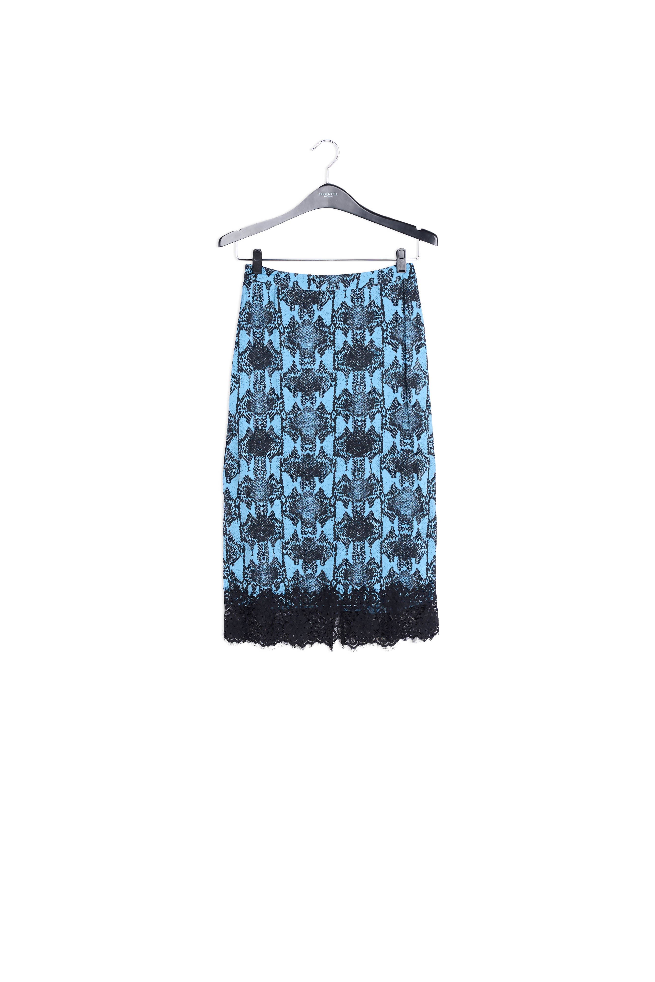 Jupe crayon bleue à imprimé serpent RE—SSENTIEL | Essentiel second hand