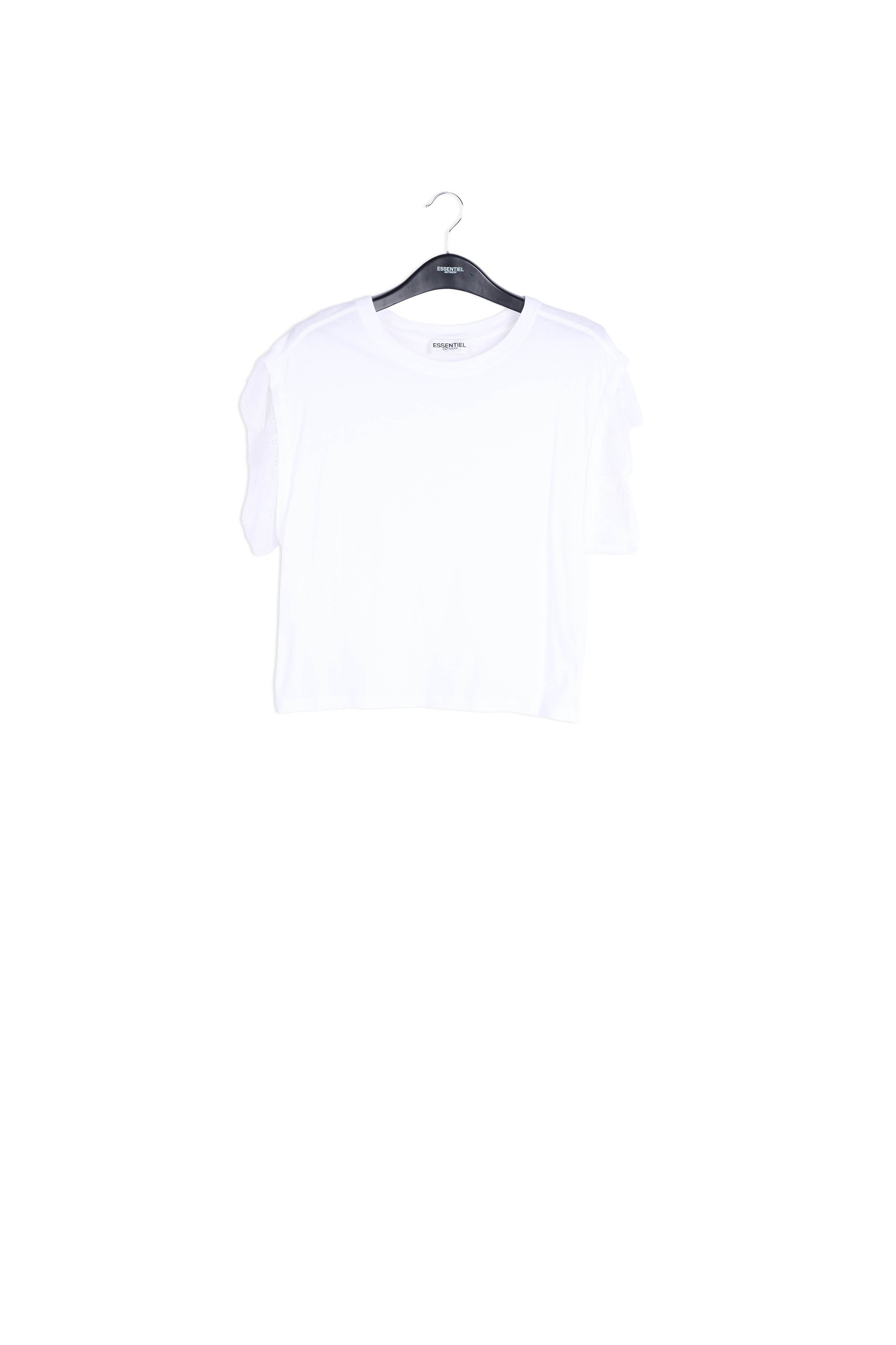 Off-white organic cotton T-shirt with lace RE—SSENTIEL | Essentiel second hand