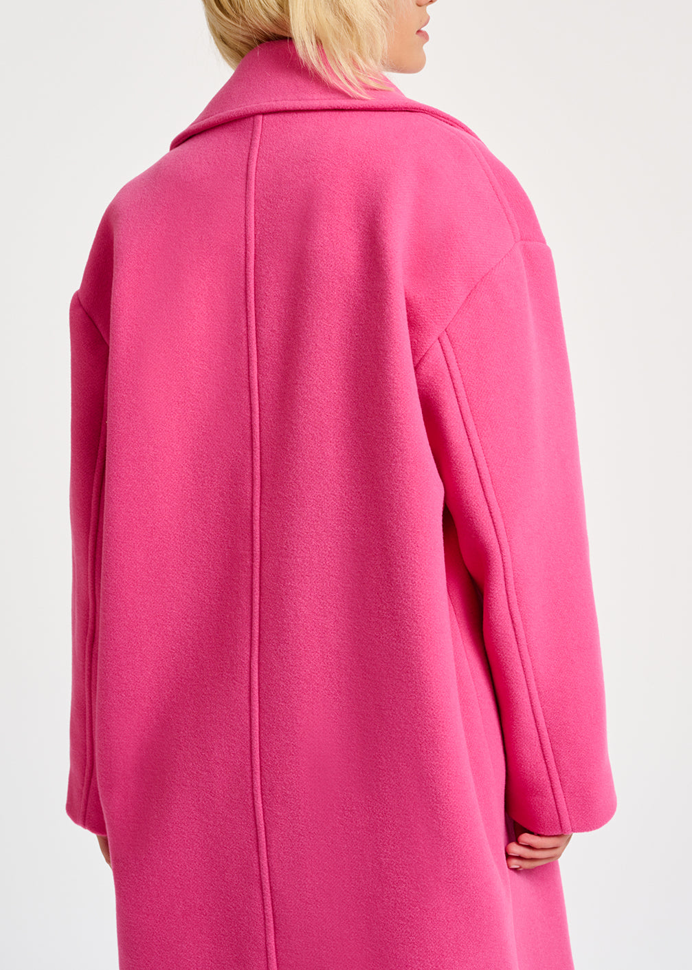 Manteau rose néon à double boutonnage en laine mélangée RE—SSENTIEL | Essentiel second hand