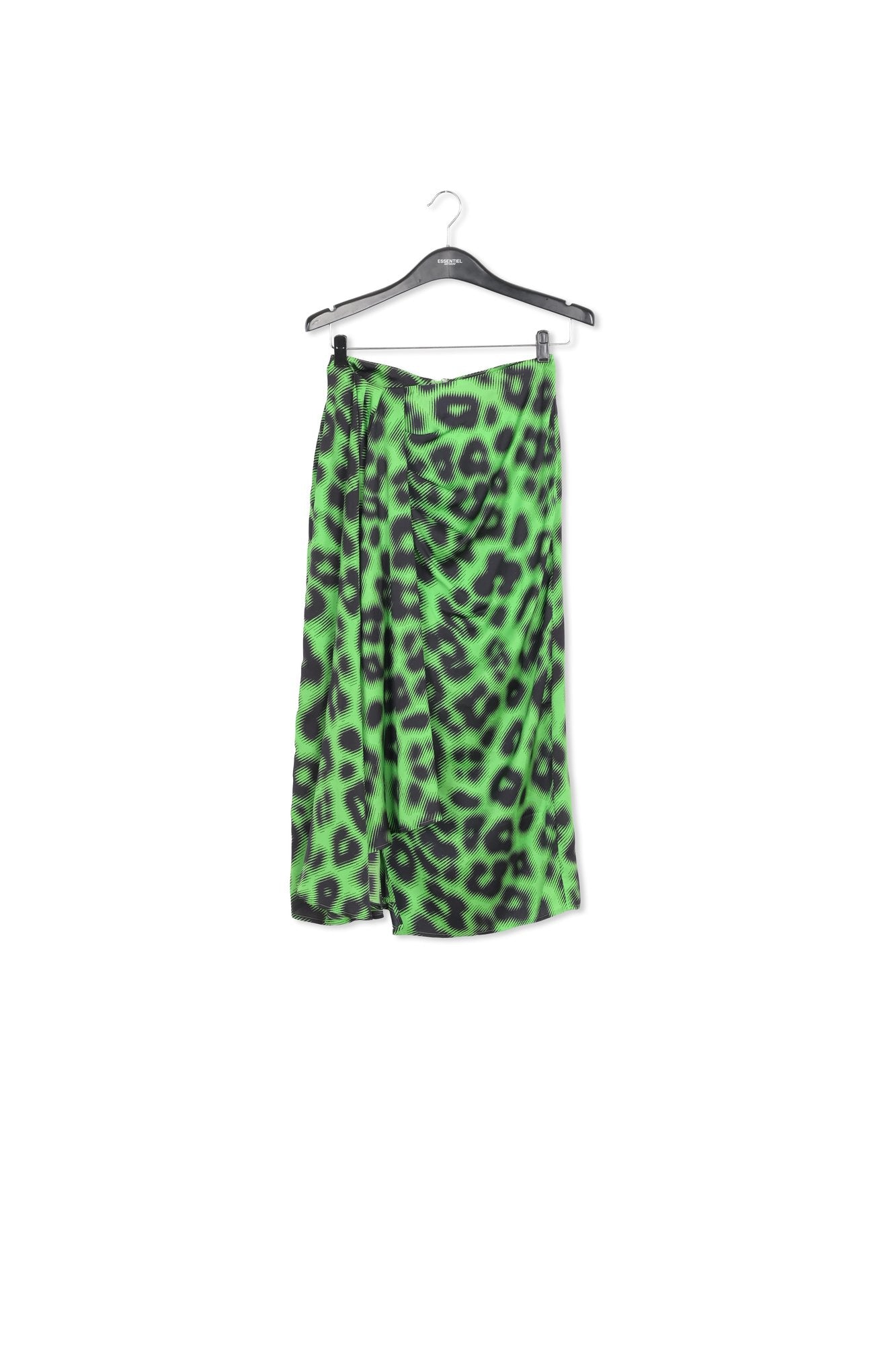 Green draped midi-length skirt with leopard print RE—SSENTIEL | Essentiel second hand