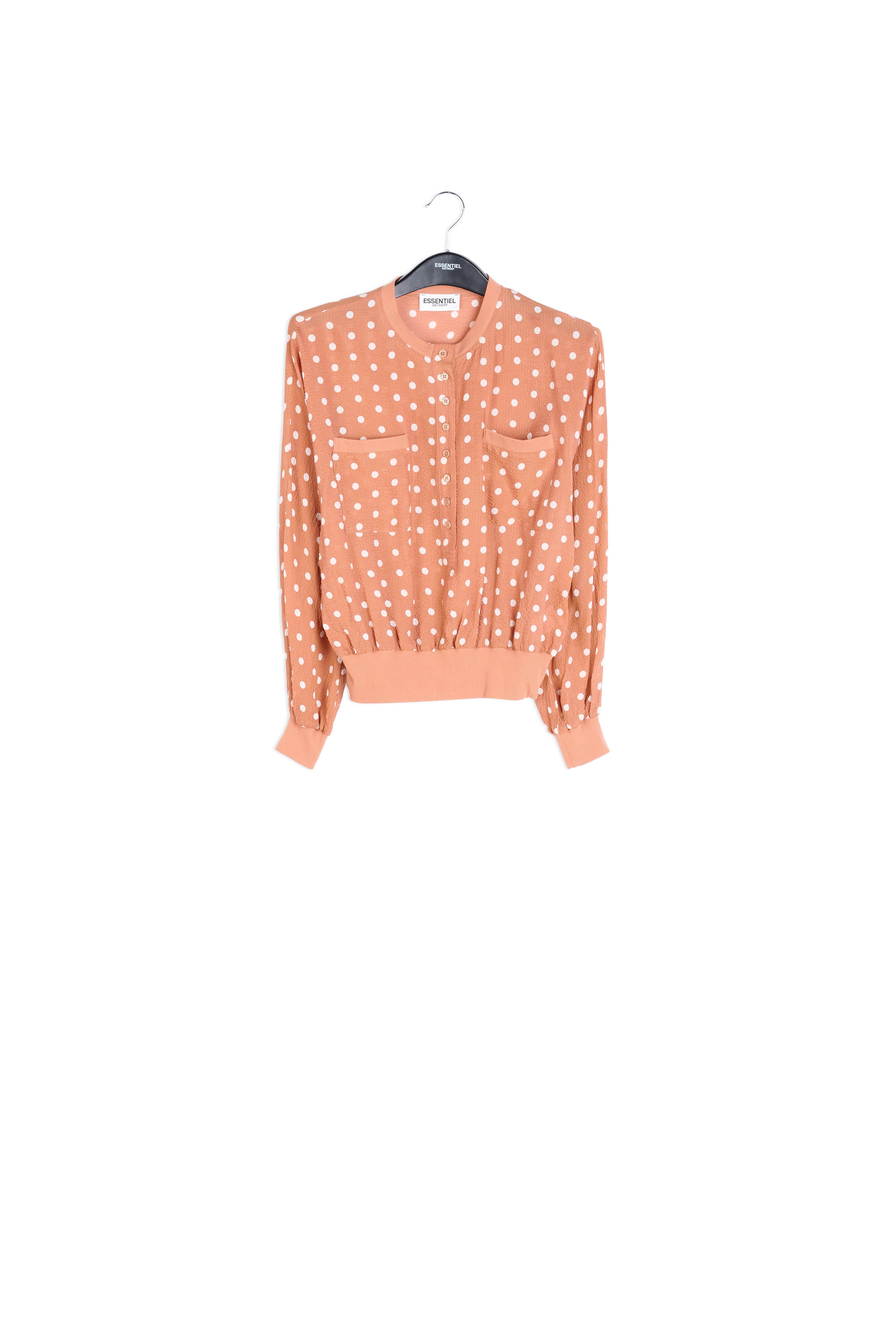 Bruin wijde top met witte stippen RE—SSENTIEL | Essentiel second hand