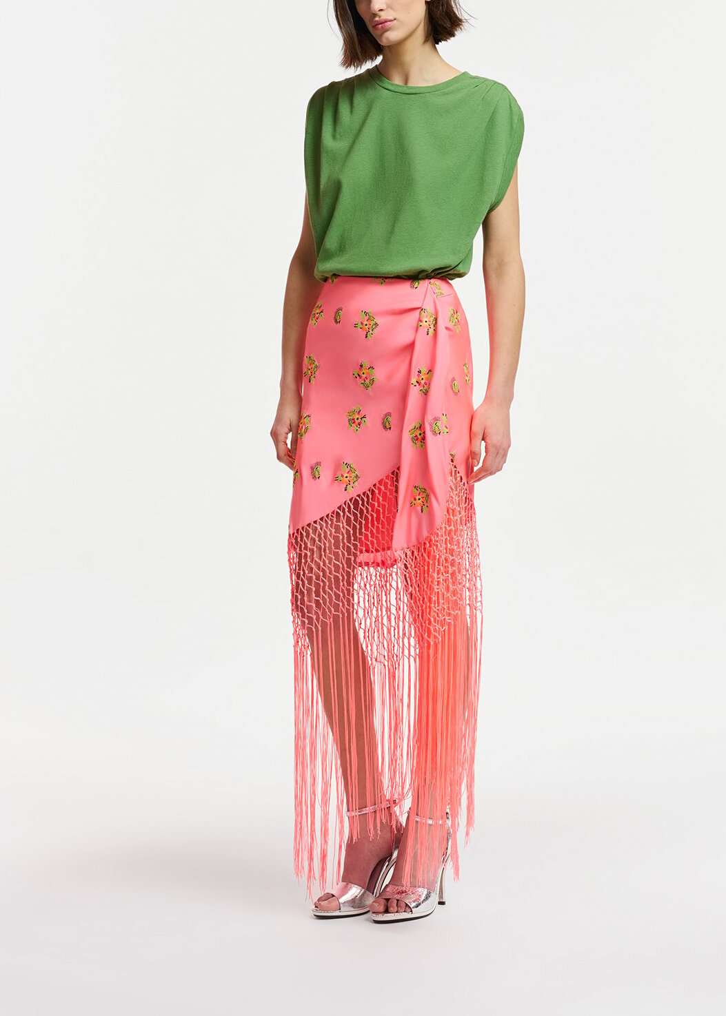 Green cotton-linen T-shirt RE—SSENTIEL | Essentiel second hand