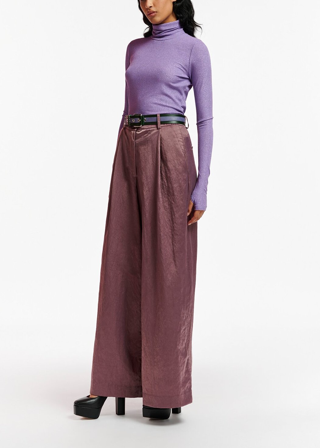 Lilac lurex turtleneck top RE—SSENTIEL | Essentiel second hand