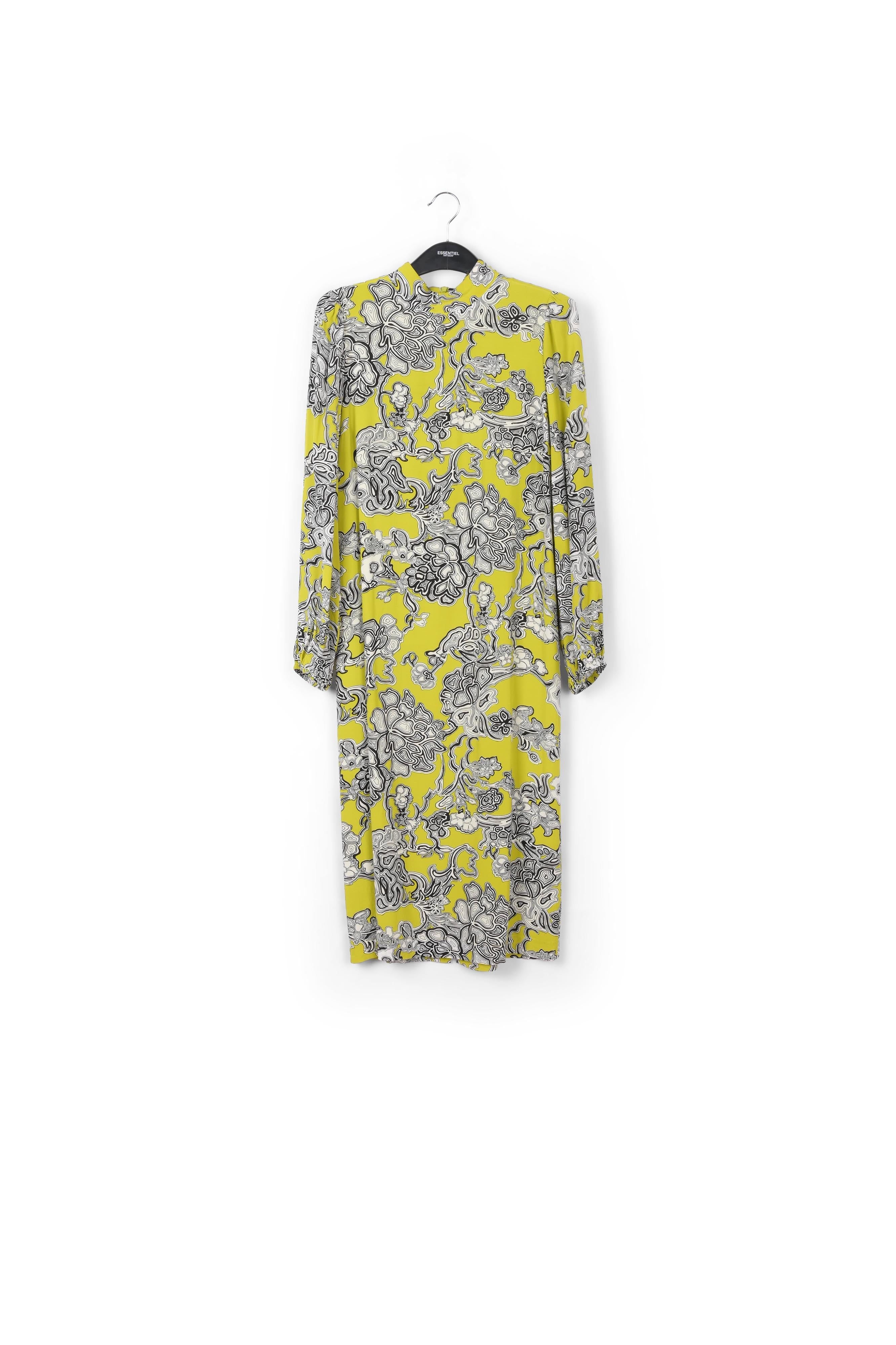Robe midi vert citron à imprimé fleuri RE—SSENTIEL | Essentiel second hand