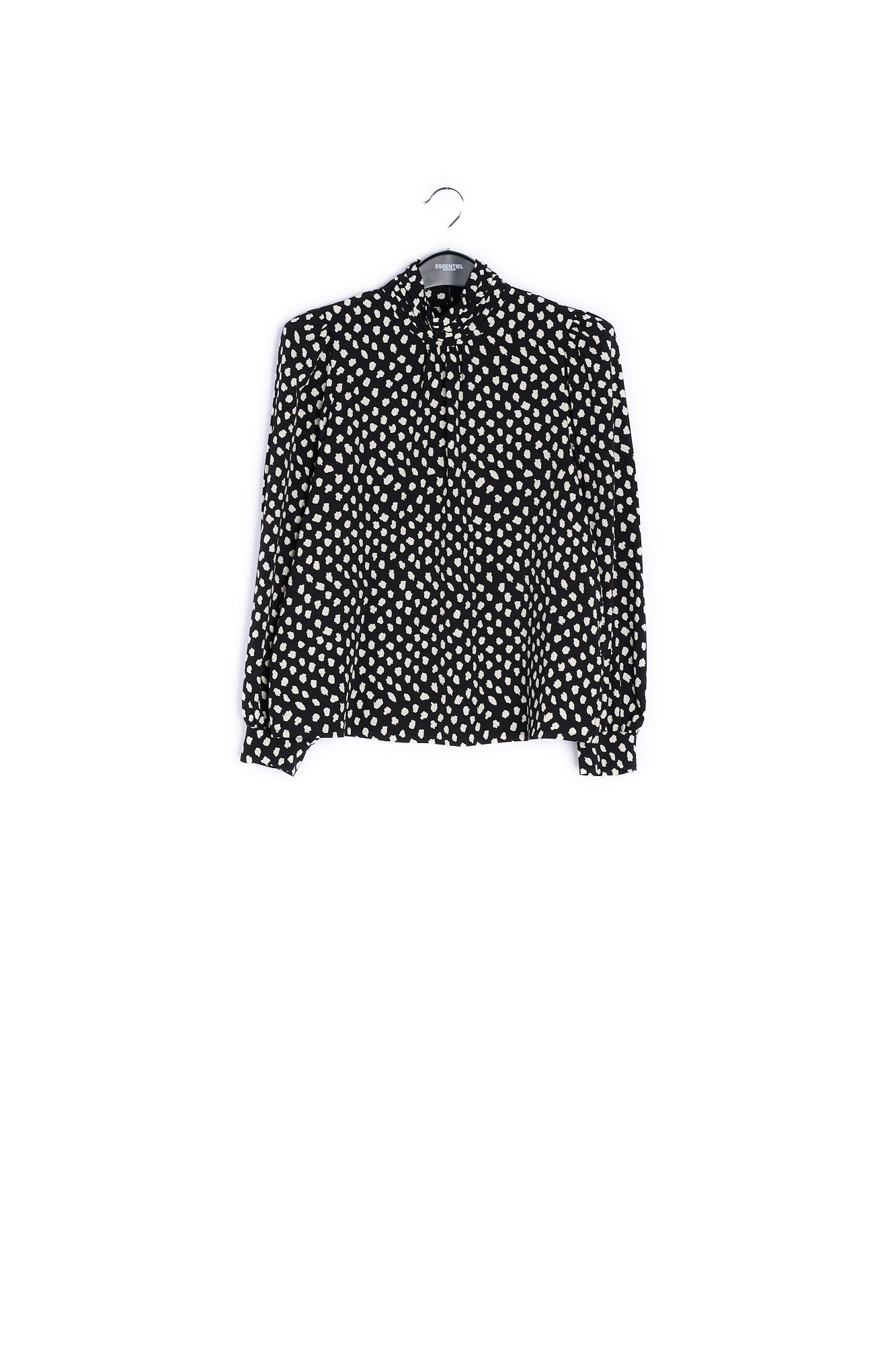 Black polka dot turtleneck top RE—SSENTIEL | Essentiel second hand