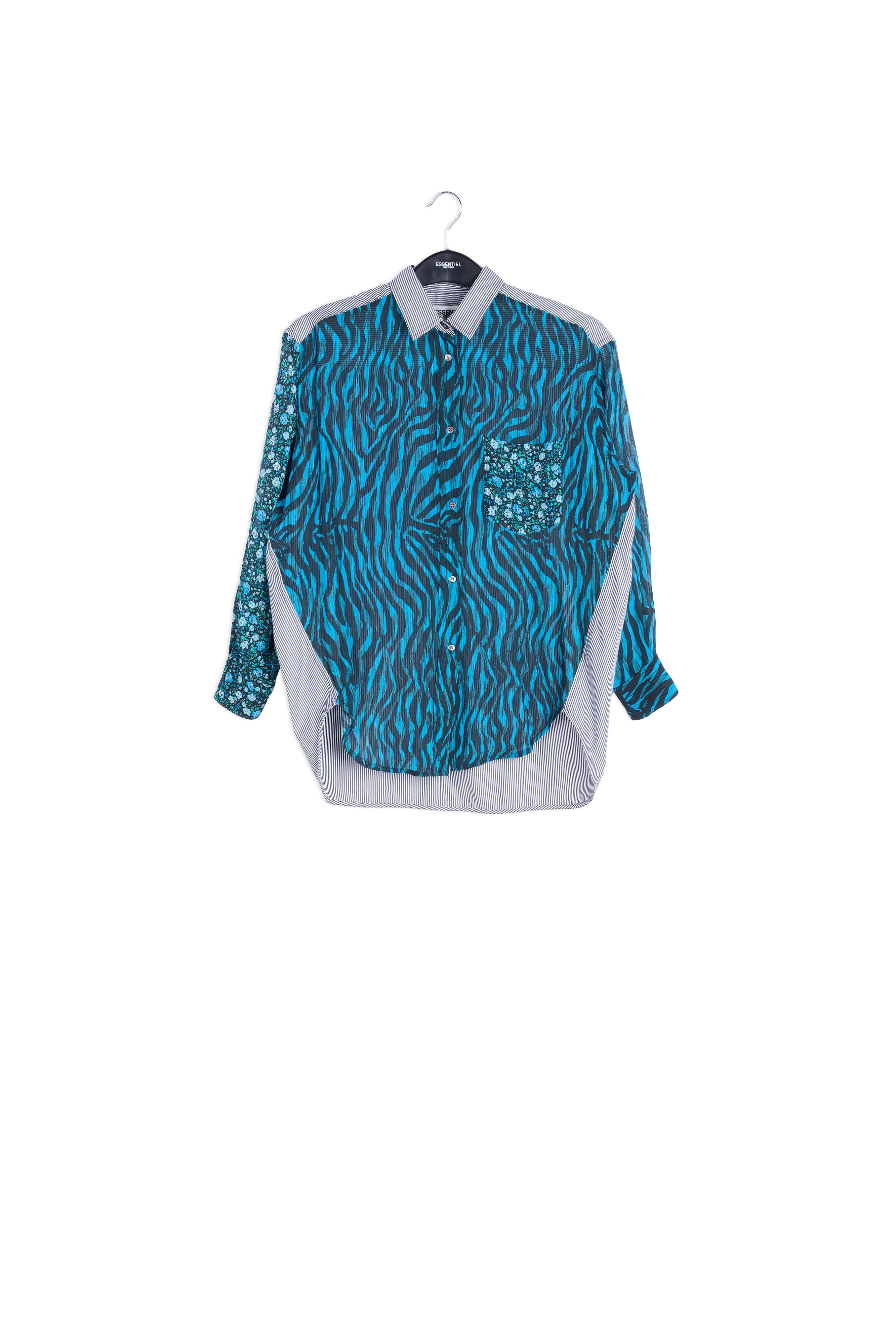 Blue and black multiprint shirt RE—SSENTIEL | Essentiel second hand