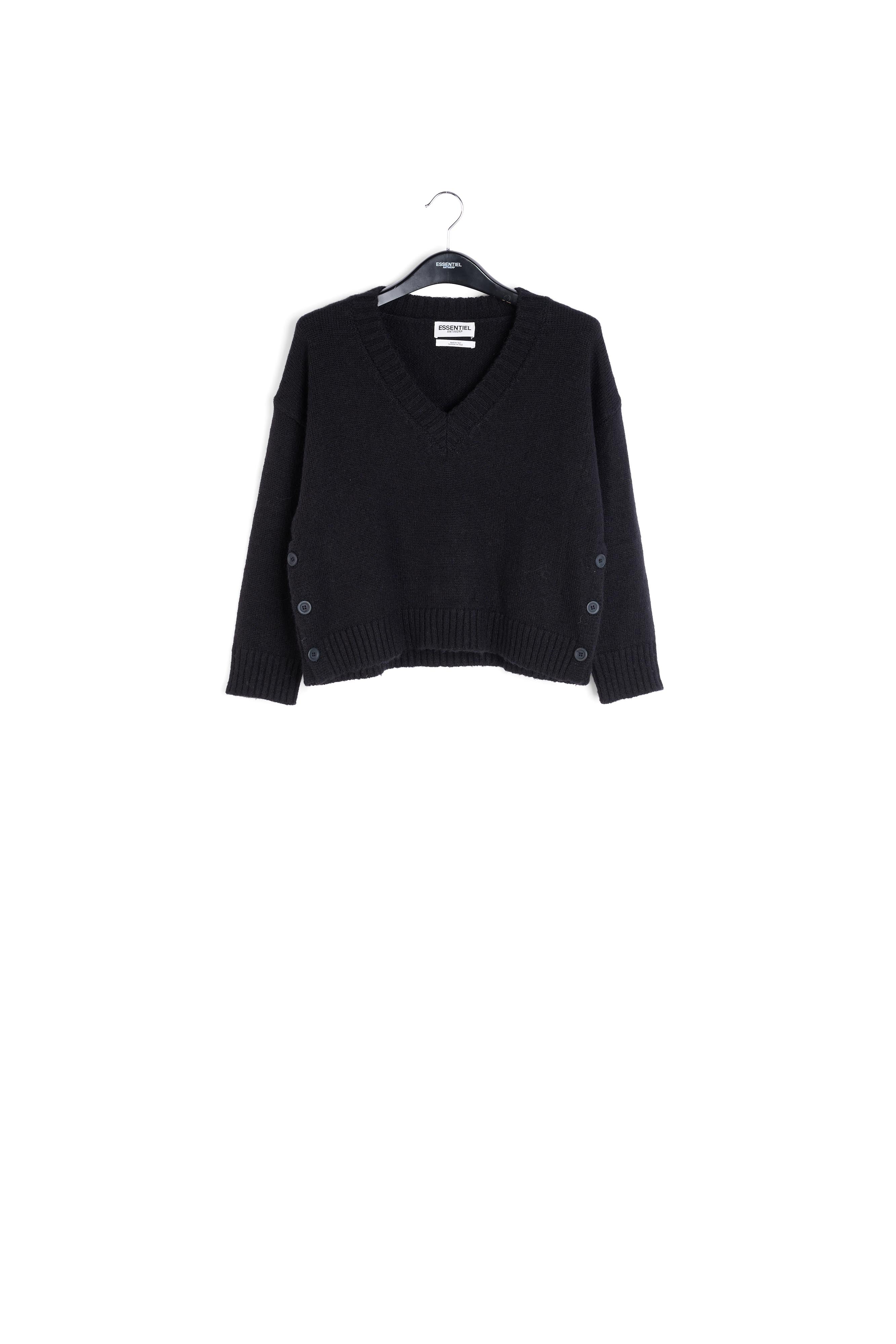 Zwarte gebreide trui met boxy snit RE—SSENTIEL | Essentiel second hand