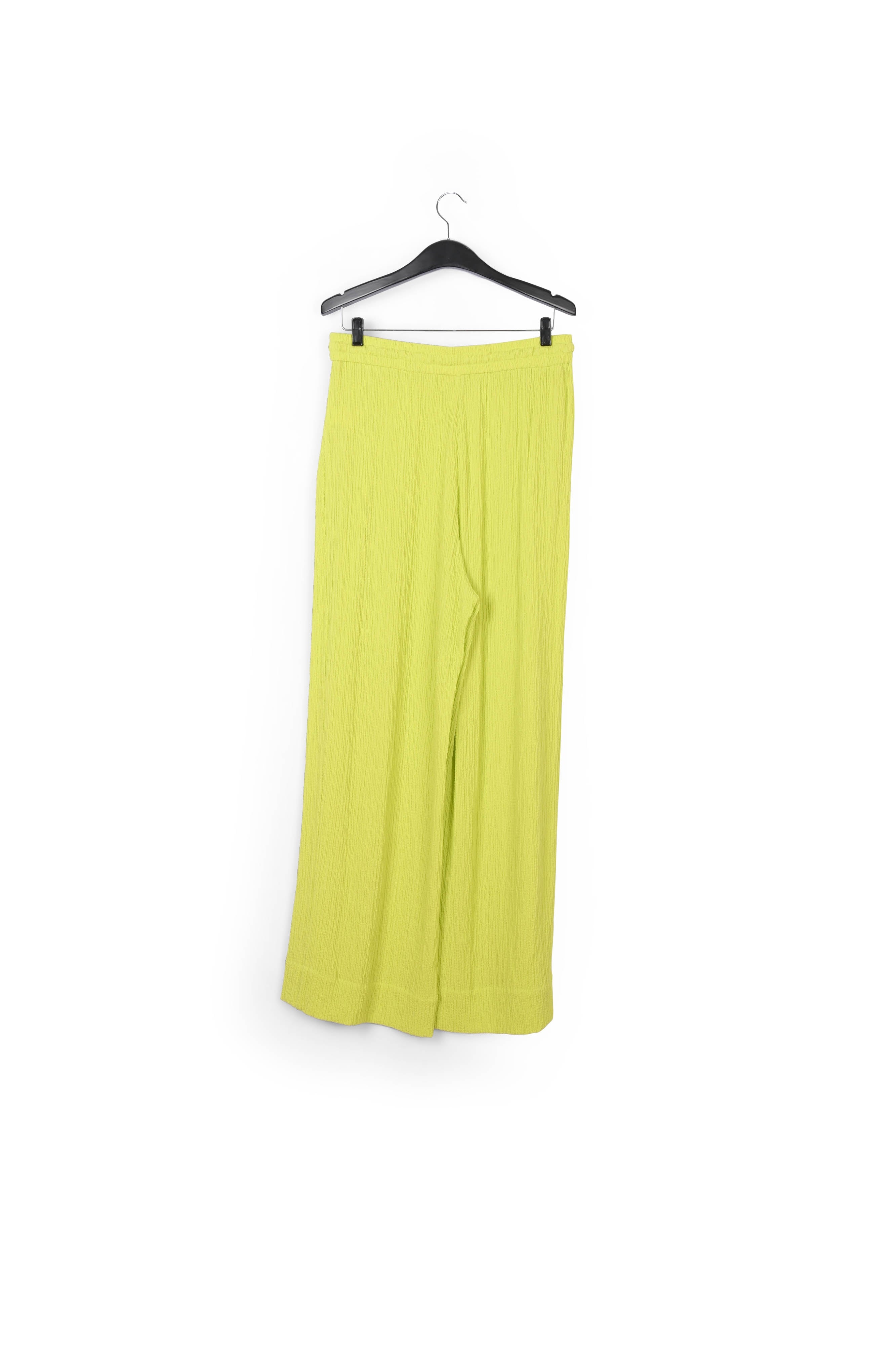 Lime green wide-leg seersucker pants RE—SSENTIEL | Essentiel second hand