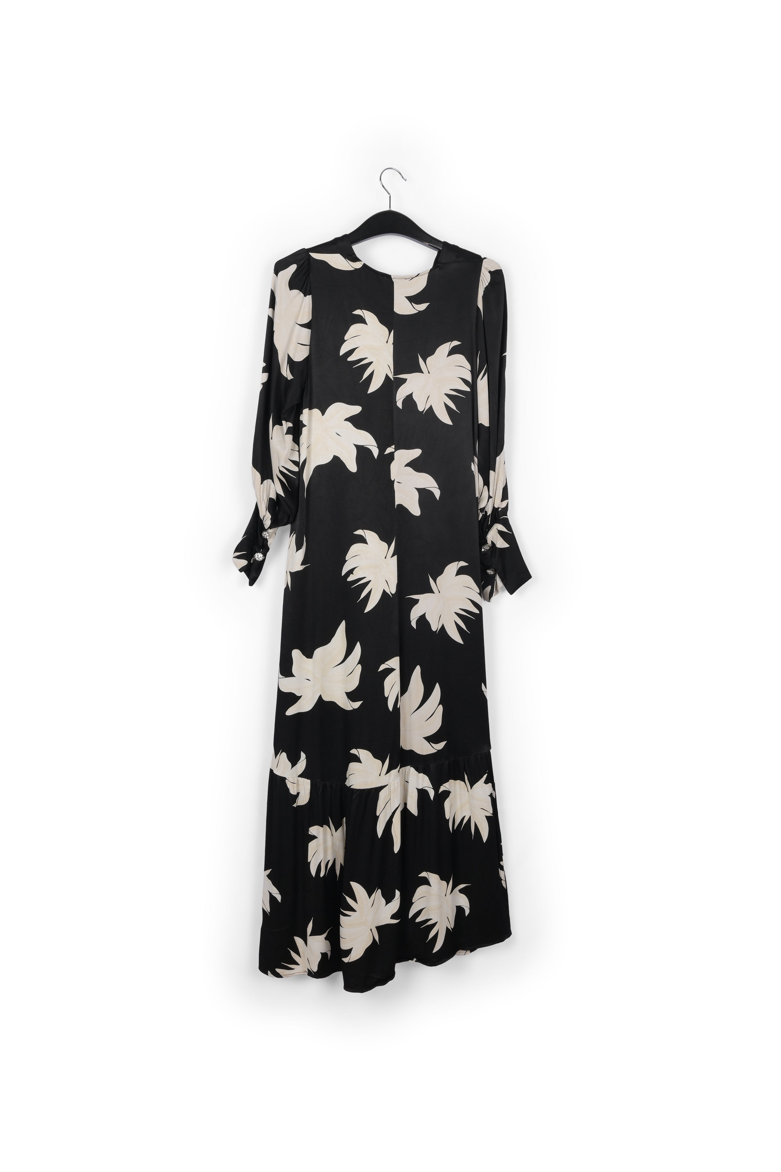 Black and off-white floral print maxi dress RE—SSENTIEL | Essentiel second hand