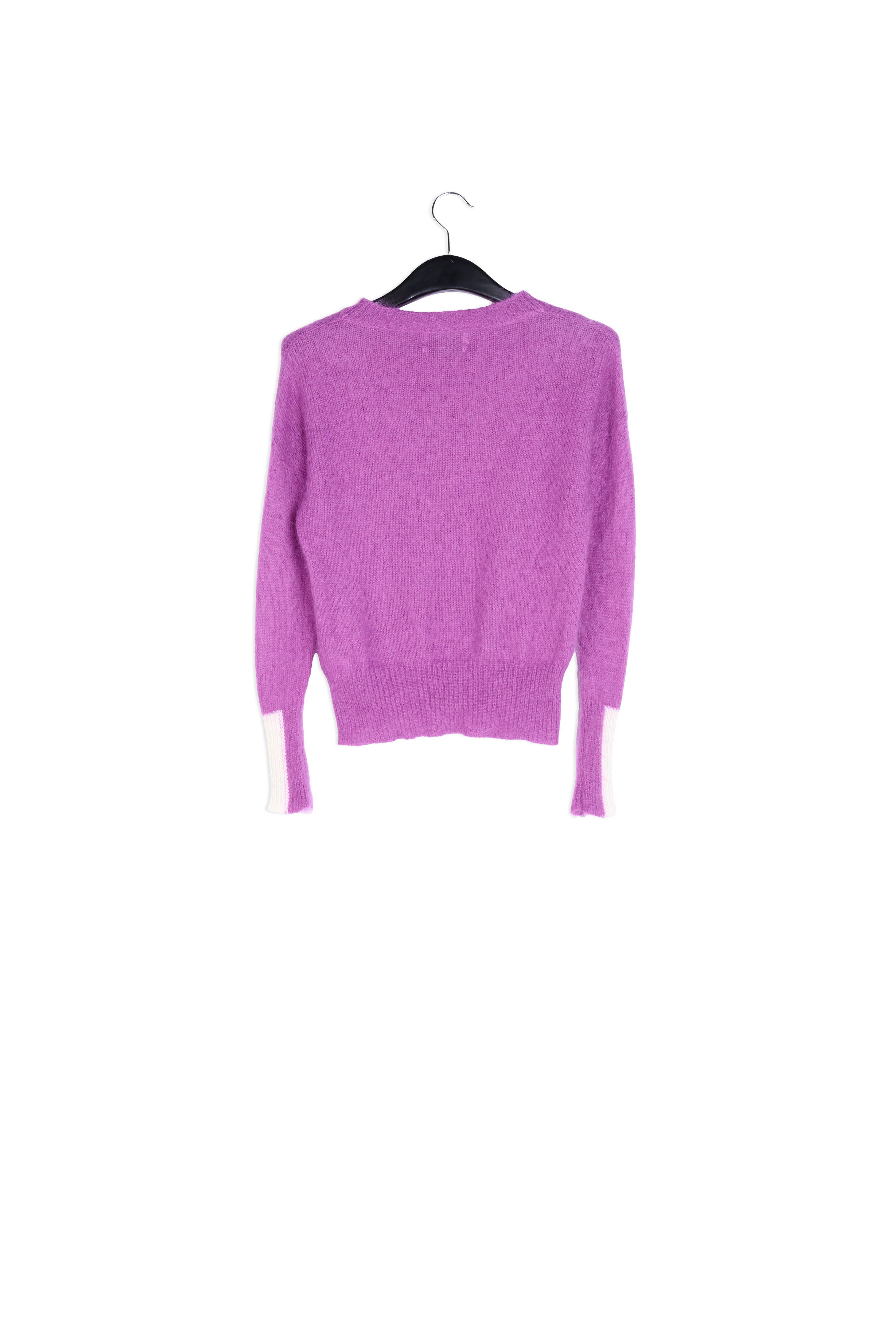 Purple light knit sweater with contrasting cuffs RE—SSENTIEL | Essentiel second hand