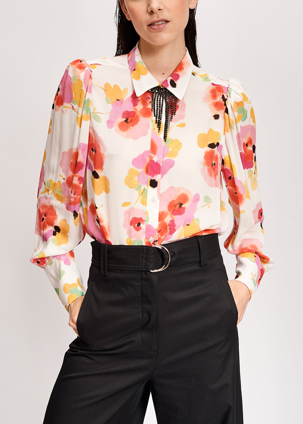 Off-white floral-print shirt RE—SSENTIEL | Essentiel second hand