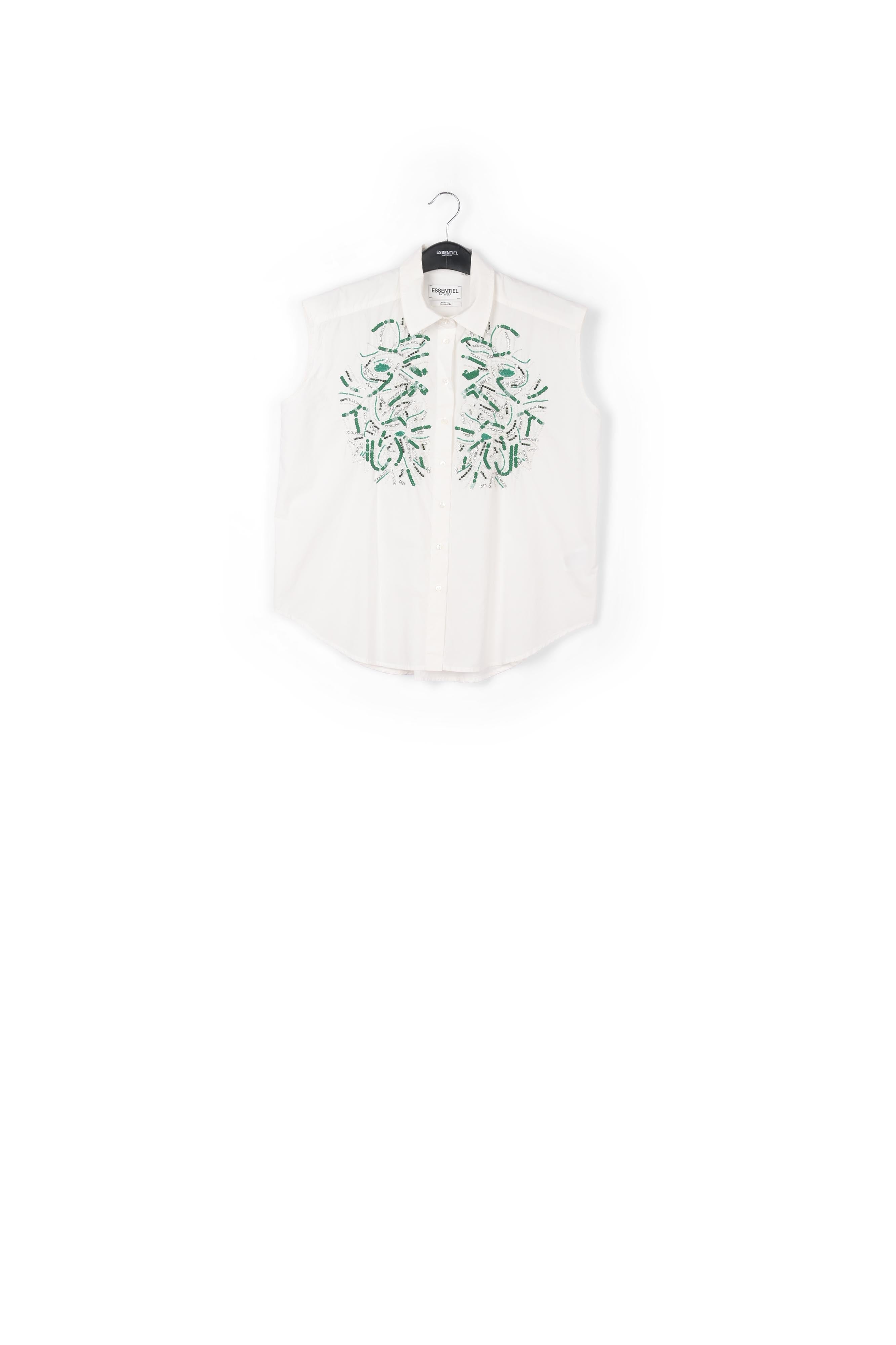 White sequin and rhinestone-embellished sleeveless shirt RE—SSENTIEL | Essentiel second hand