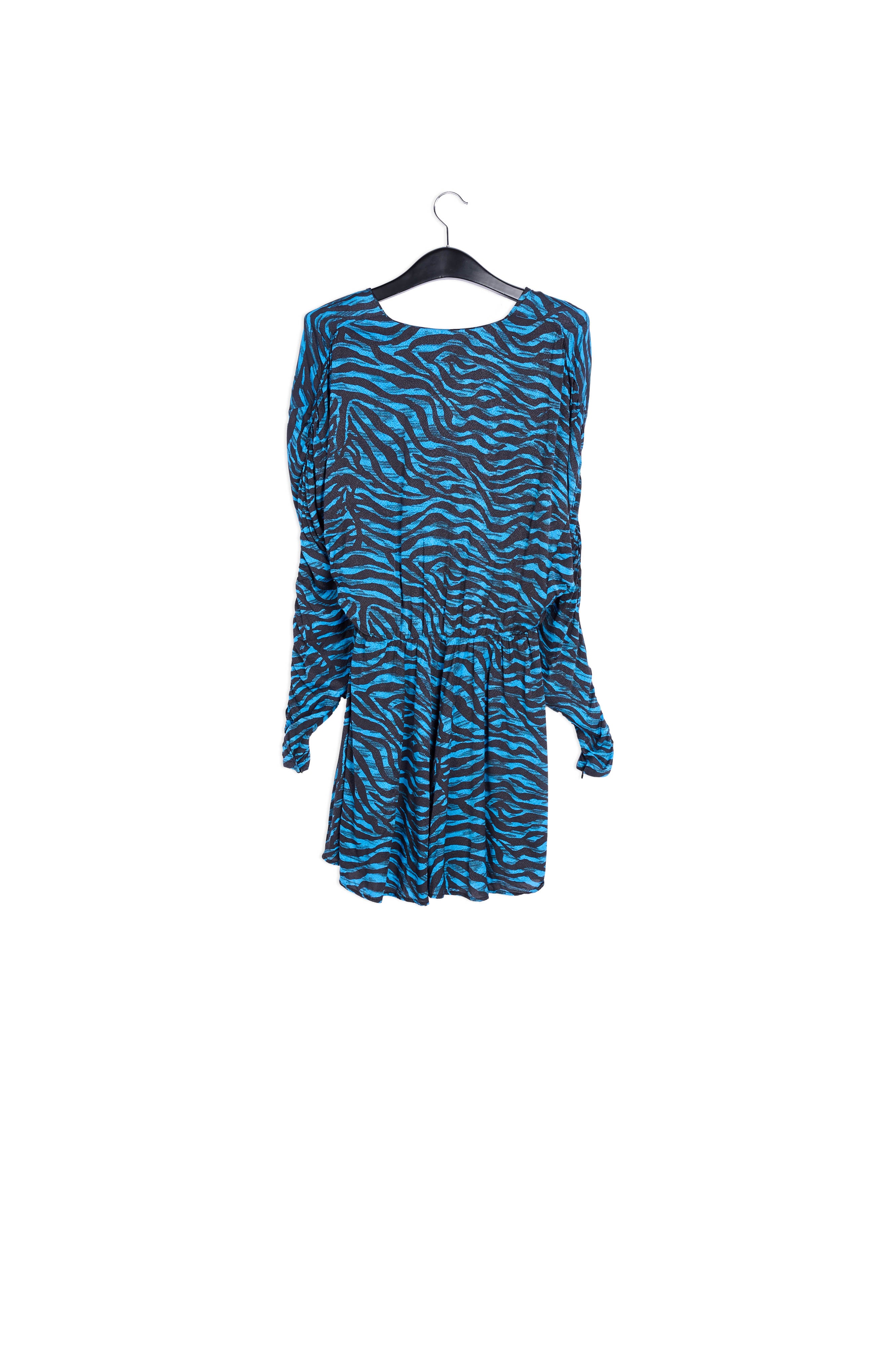 Turquoise and black zebra print mini dress RE—SSENTIEL | Essentiel second hand