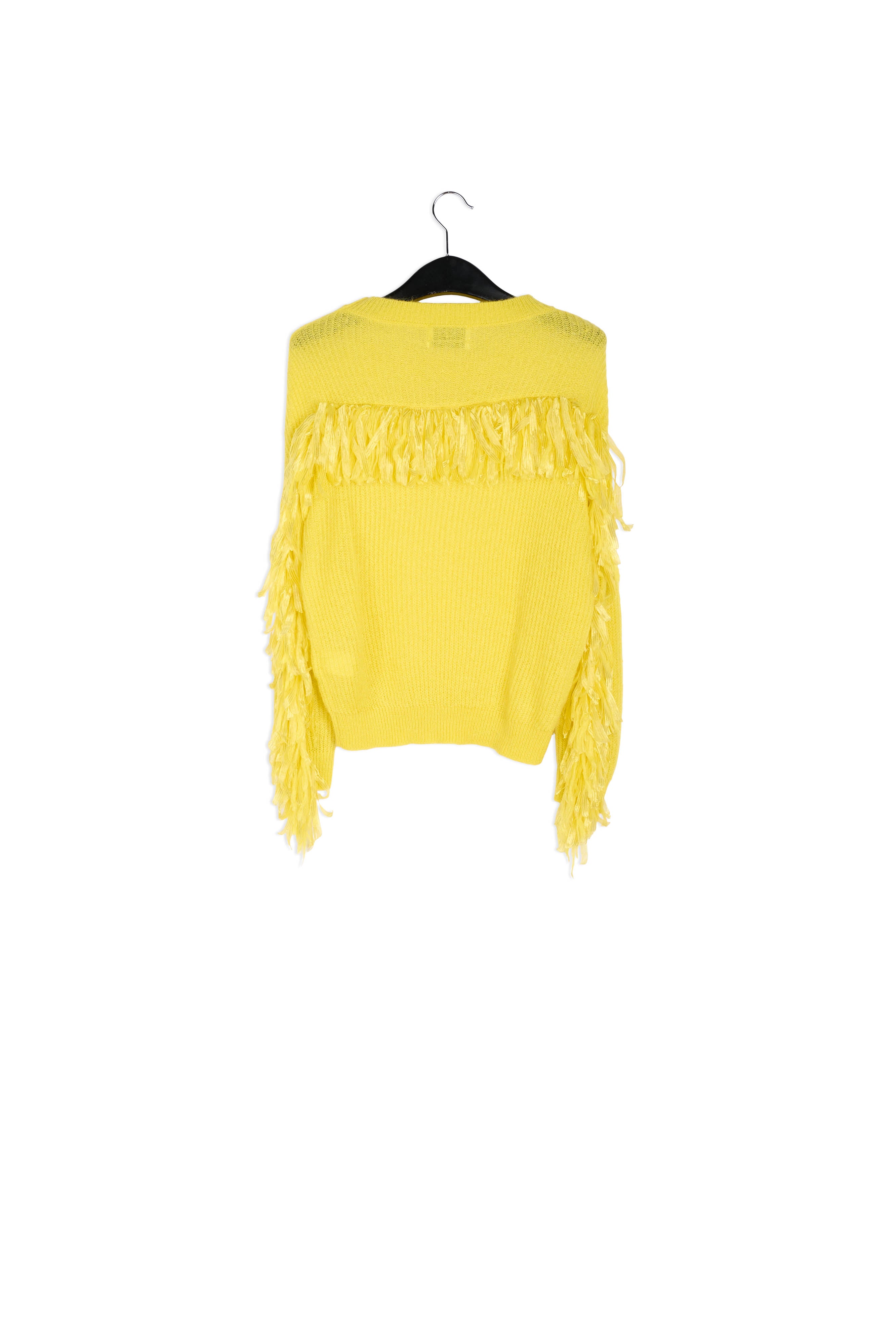 Yellow ribbed-knit sweater with fringed sleeves RE—SSENTIEL | Essentiel second hand