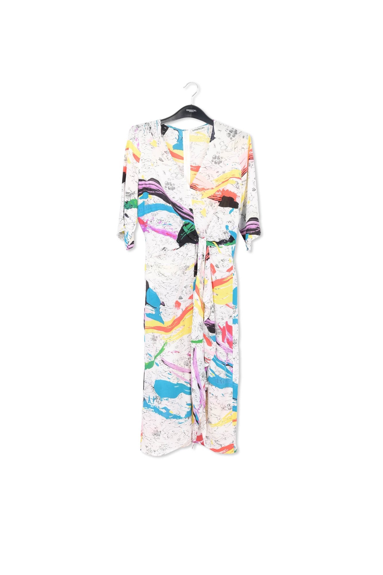 Off-white midi dress with colorful splatters RE—SSENTIEL | Essentiel second hand
